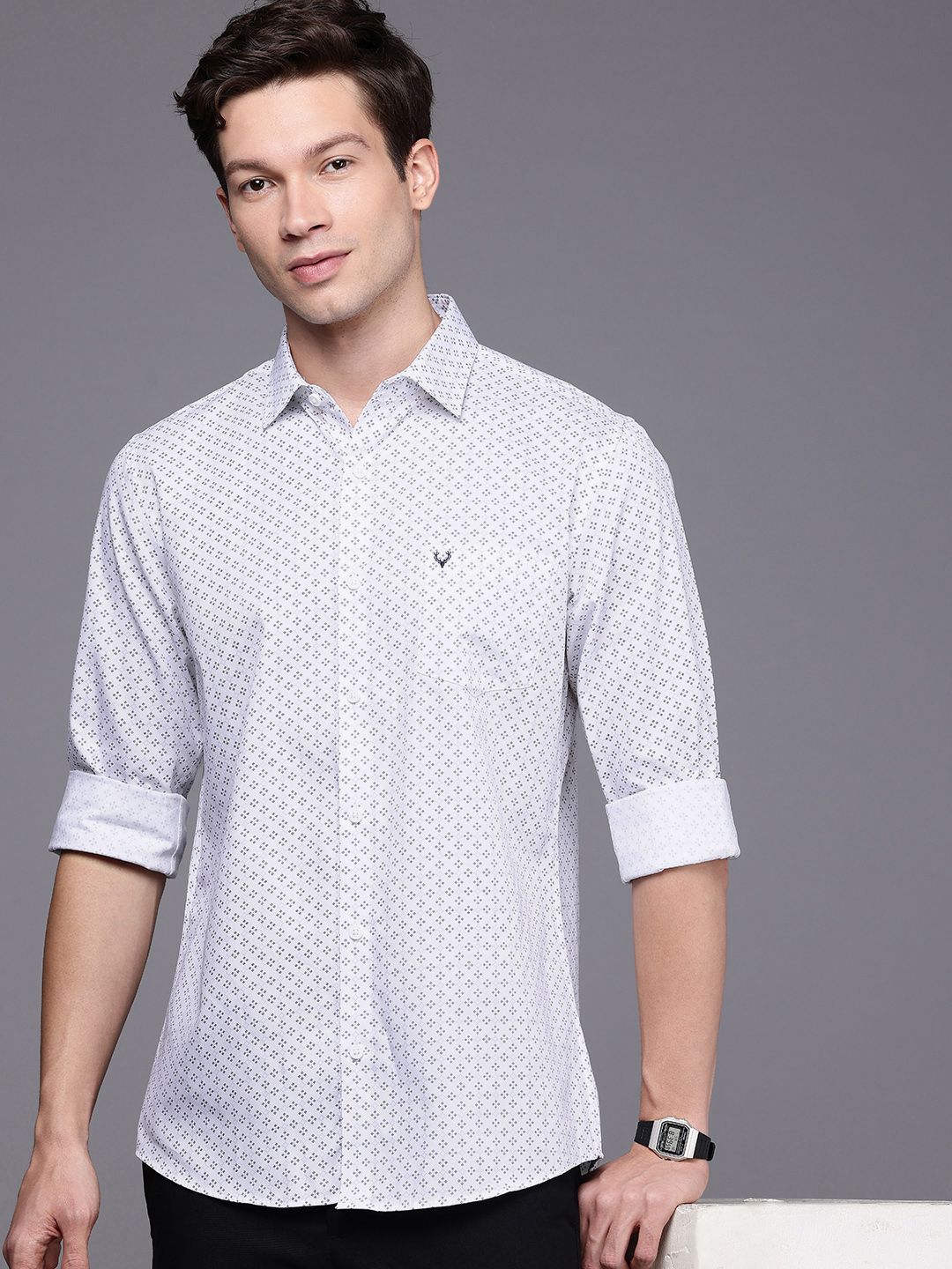 Allen Solly Pure Cotton Classic Fit Geometric Printed Casual Shirt-picture-31