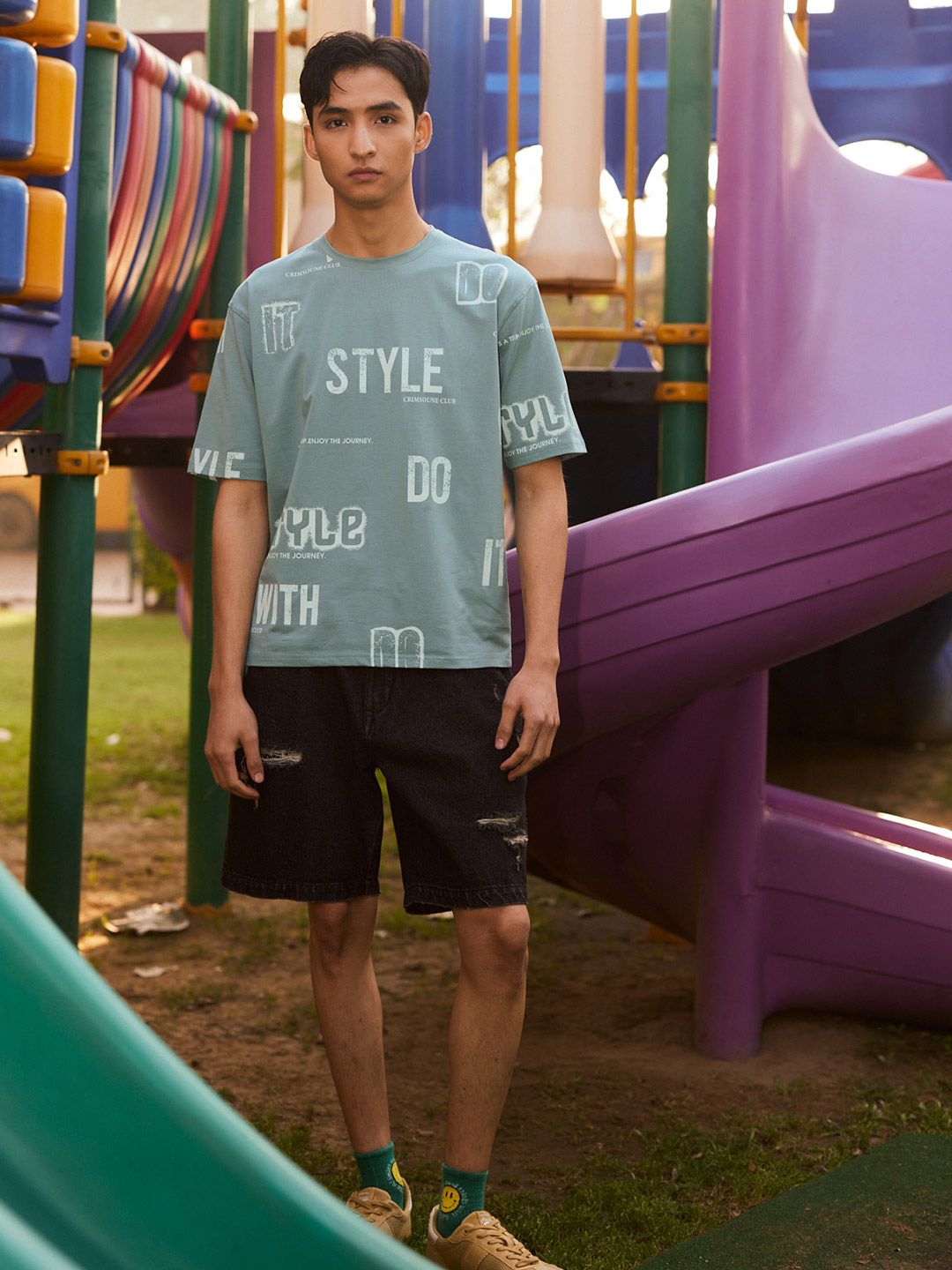 Crimsoune Club Typography Printed Raw Edge Slim Fit Cotton T-shirt-picture-26