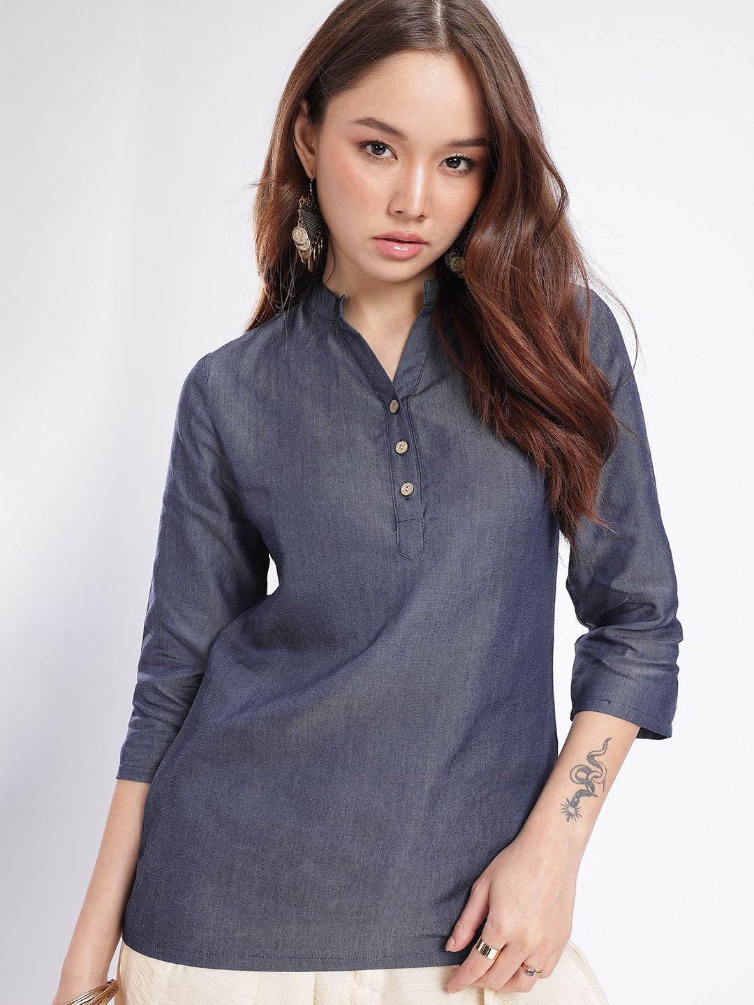 Anouk Rustic Mandarin Collar Pure Cotton Top-picture-27