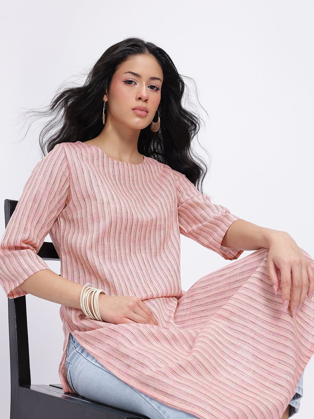 Anouk Rustic Striped Pure Cotton Straight Kurta-picture-12