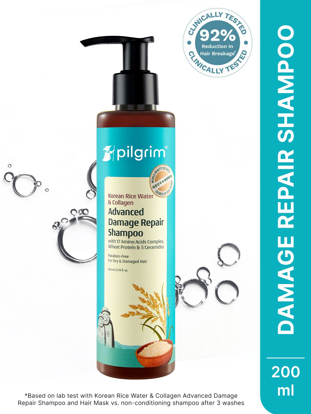 Pilgrim Korean Rice Water & Collagen Advanced Damage Repair Shampoo - 200ml