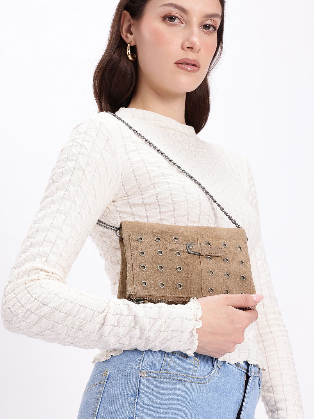 MANGO Envelope Suede Shoulder Bag with Buckle Detail-picture-53