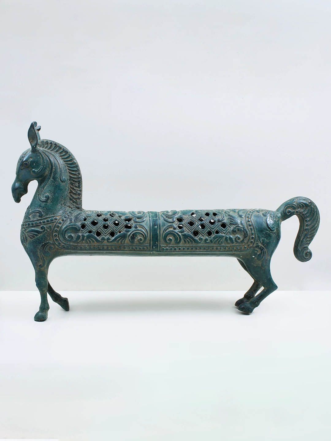 Exotic India Sea Green Brass Figurine Showpiece-image-1