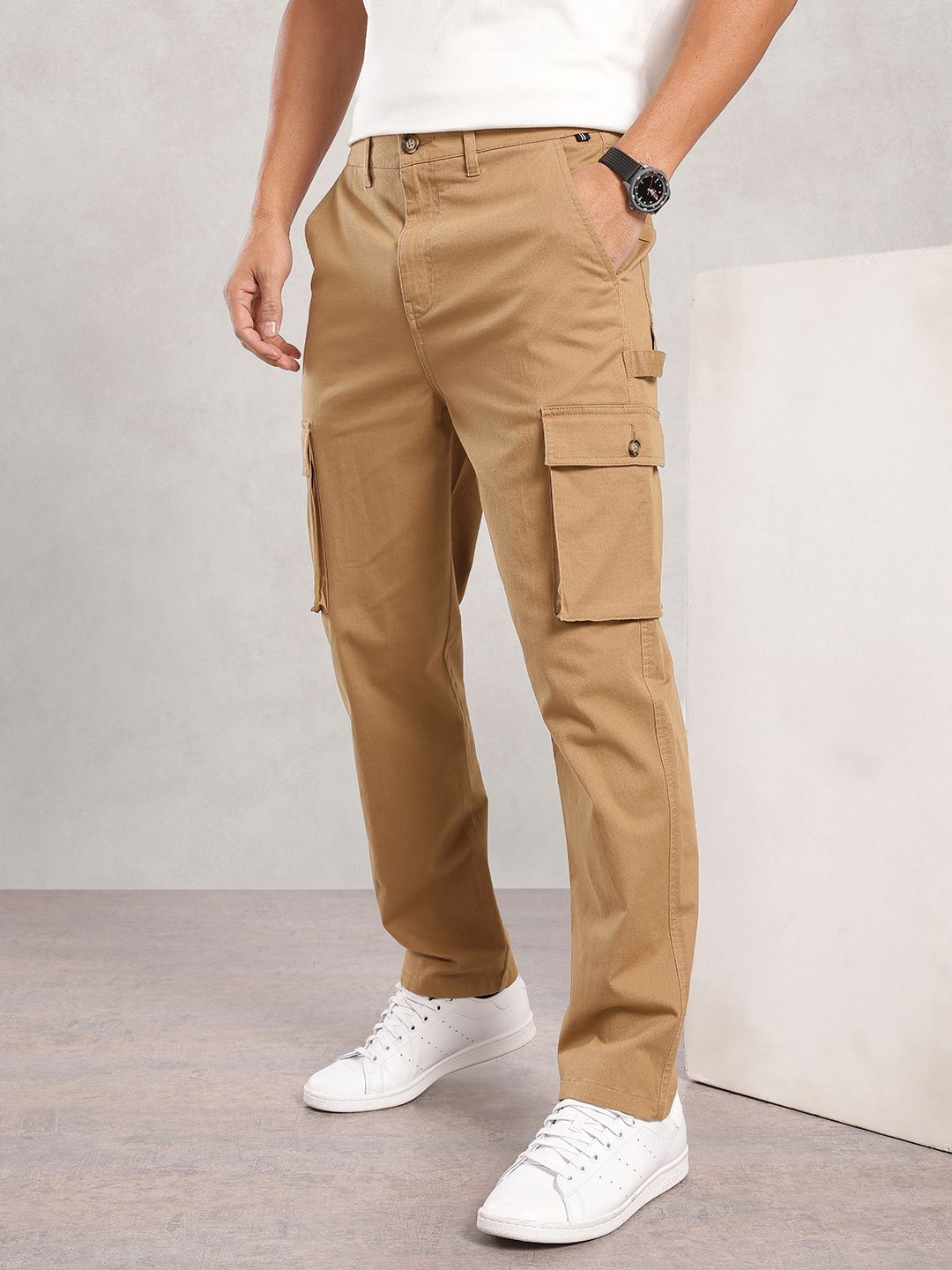 Nautica Men Cotton Flex Smart Regular Fit Cargo Trousers-picture-35