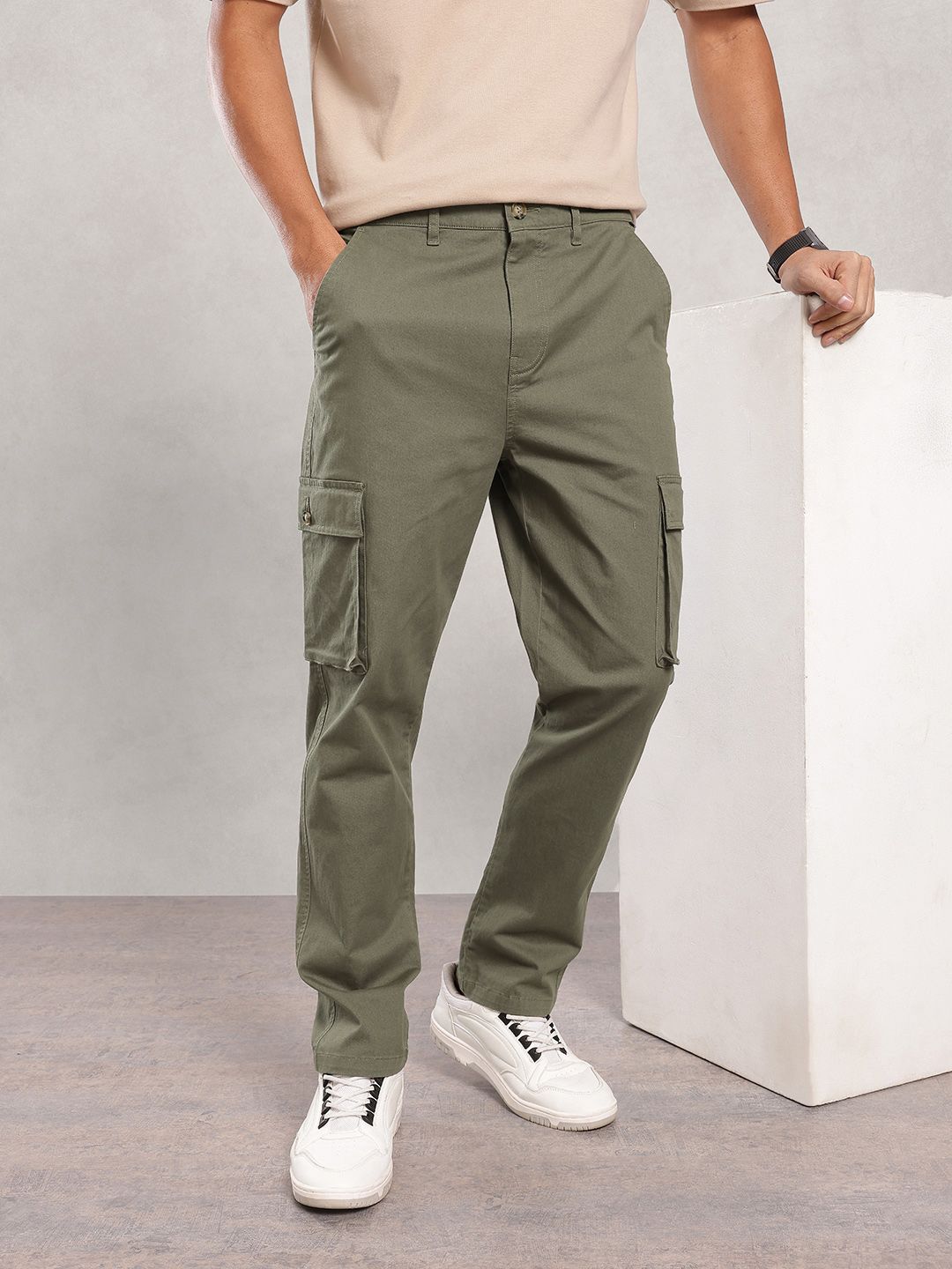 Nautica Men Cotton Flex Smart Regular Fit Cargo Trousers-picture-26