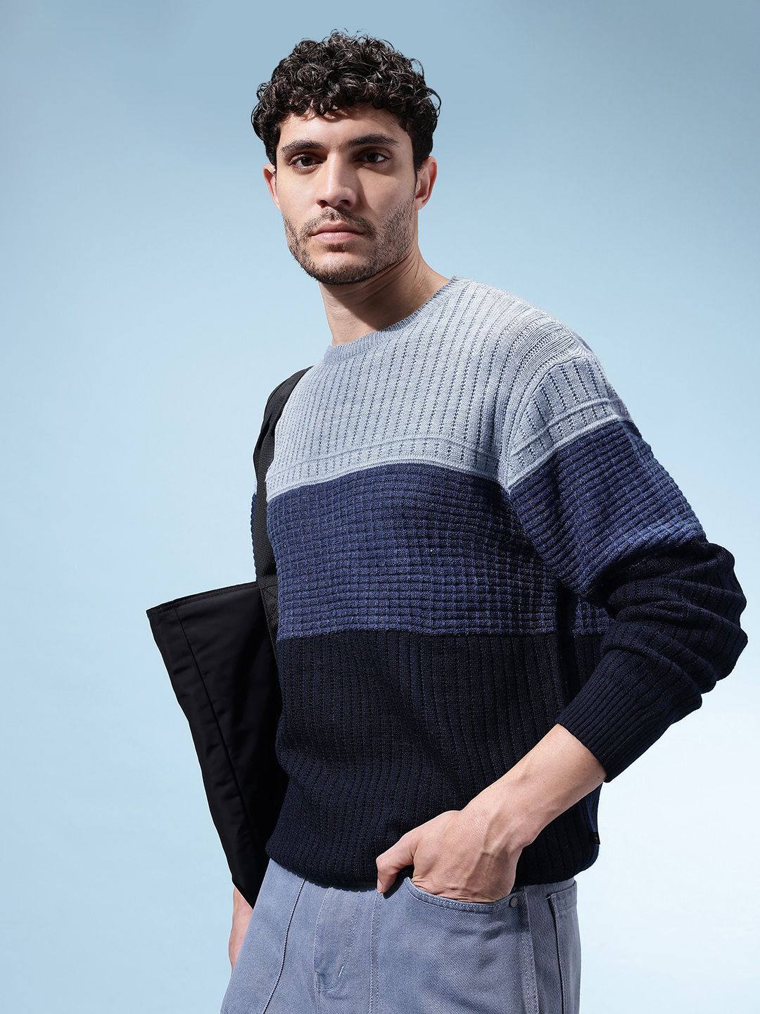 glitchez Colourblocked Relaxed Fit Pullover-image-20
