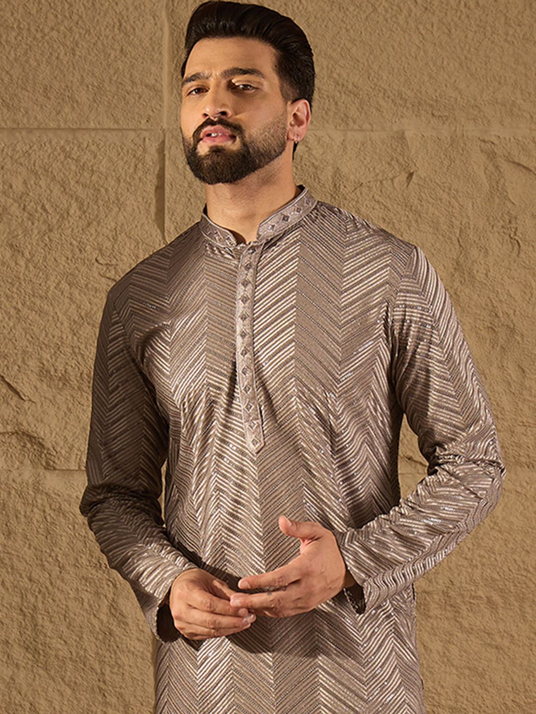 House of Pataudi Men Embellished Straight Kurta-picture-53