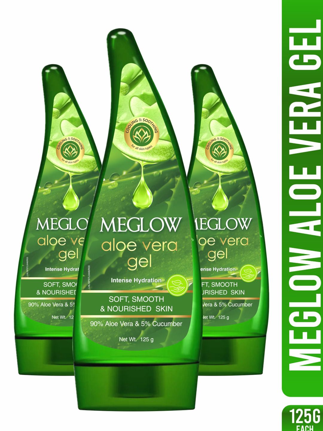MEGLOW Set Of 3 Aloe Vera Gel With Cucumber For Soothing & Hydrating - 125g Each-image-41