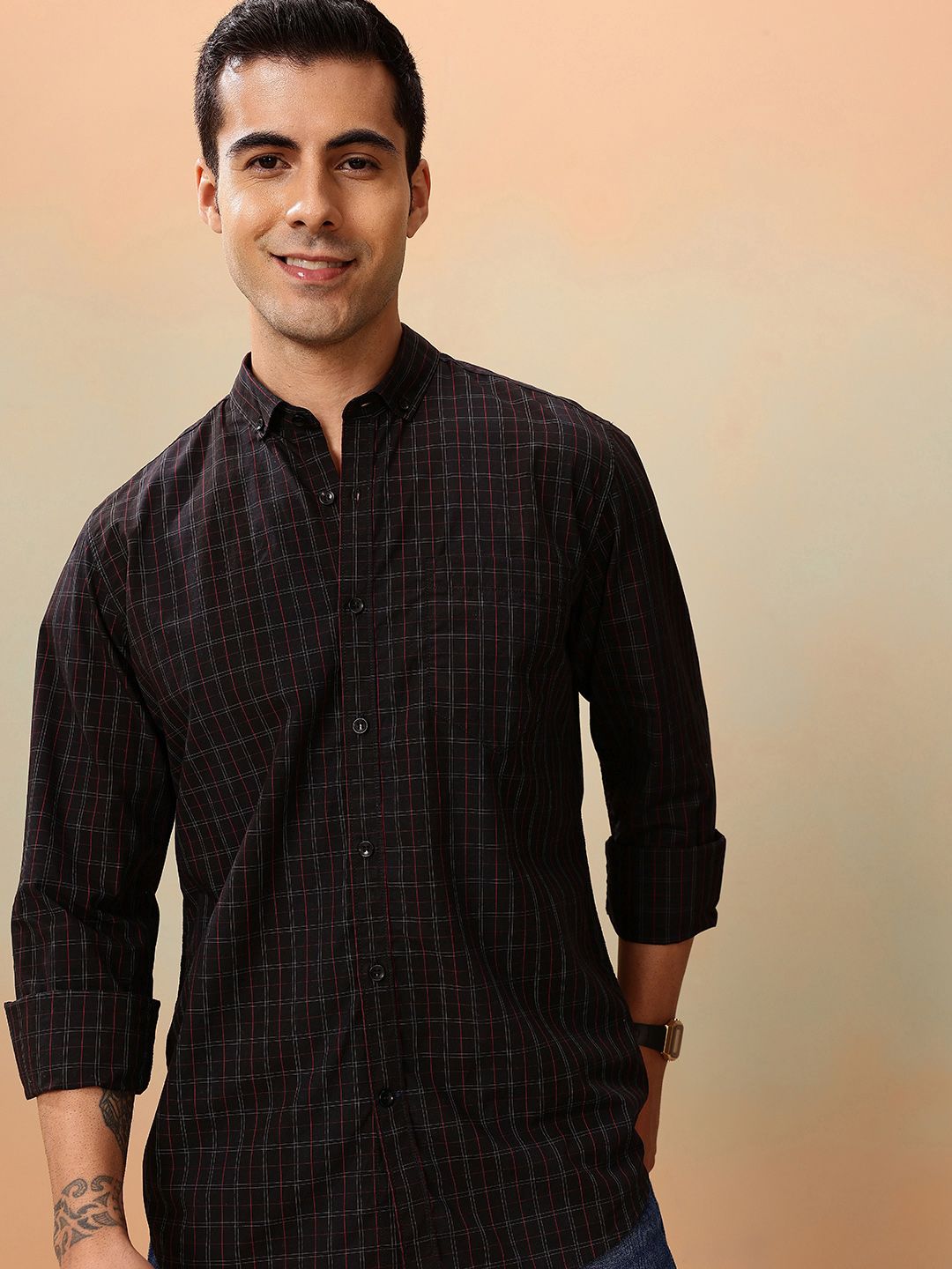 Mast & Harbour Pure Cotton Standard Checked Casual Shirt-picture-23