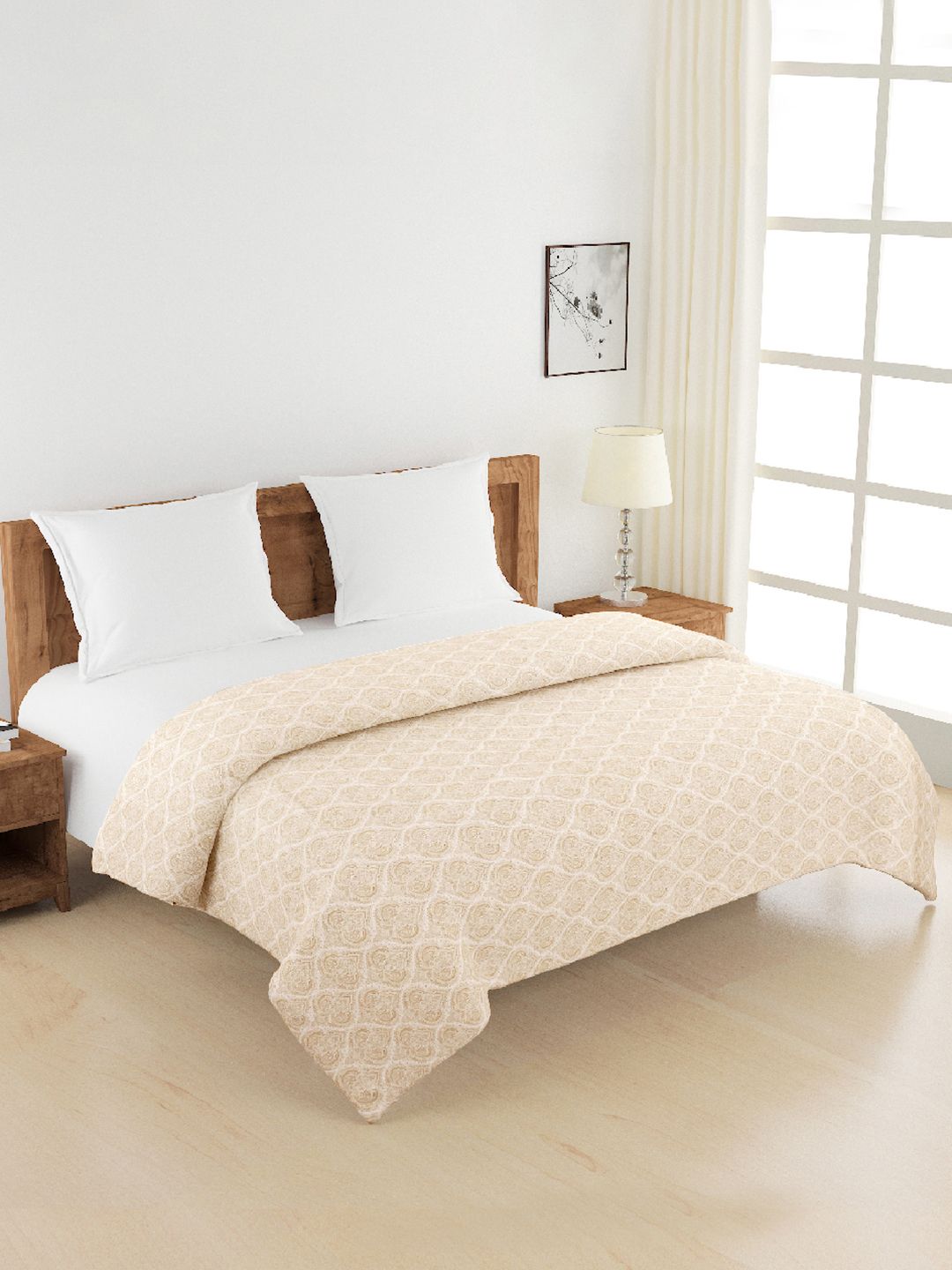 SWAYAM Beige & Off White Ethnic Motifs AC Room 120 GSM Double Bed Comforter-picture-11