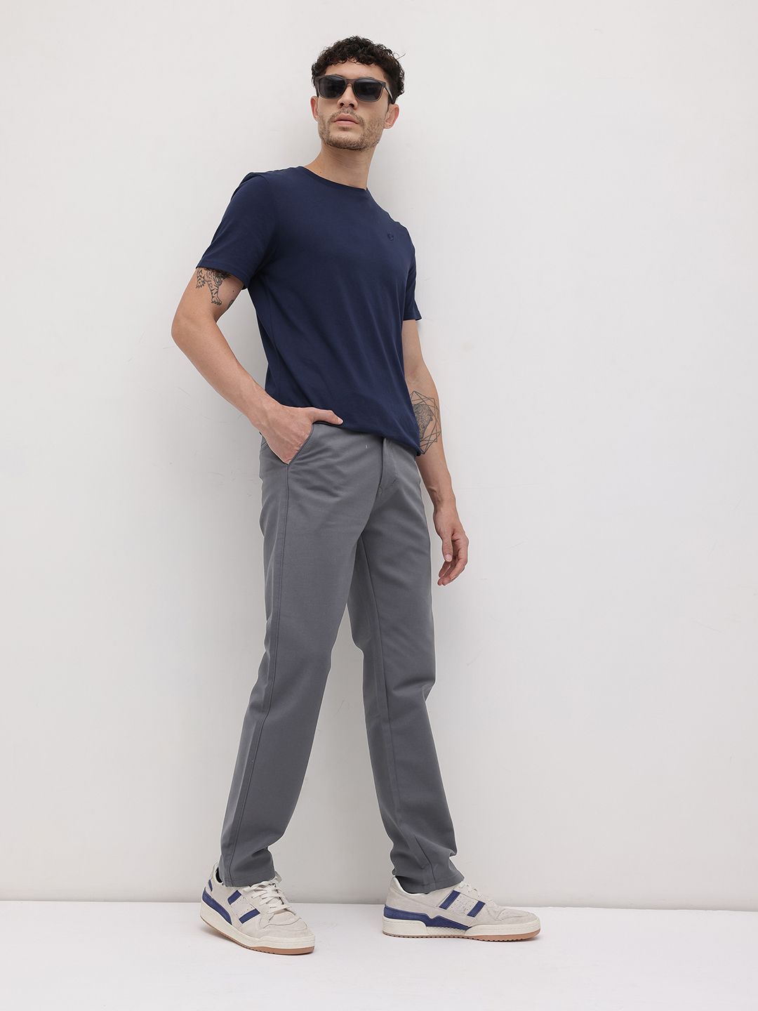 Buy The Roadster Lifestyle Co. Men Relaxed Fit Chinos Trousers ...