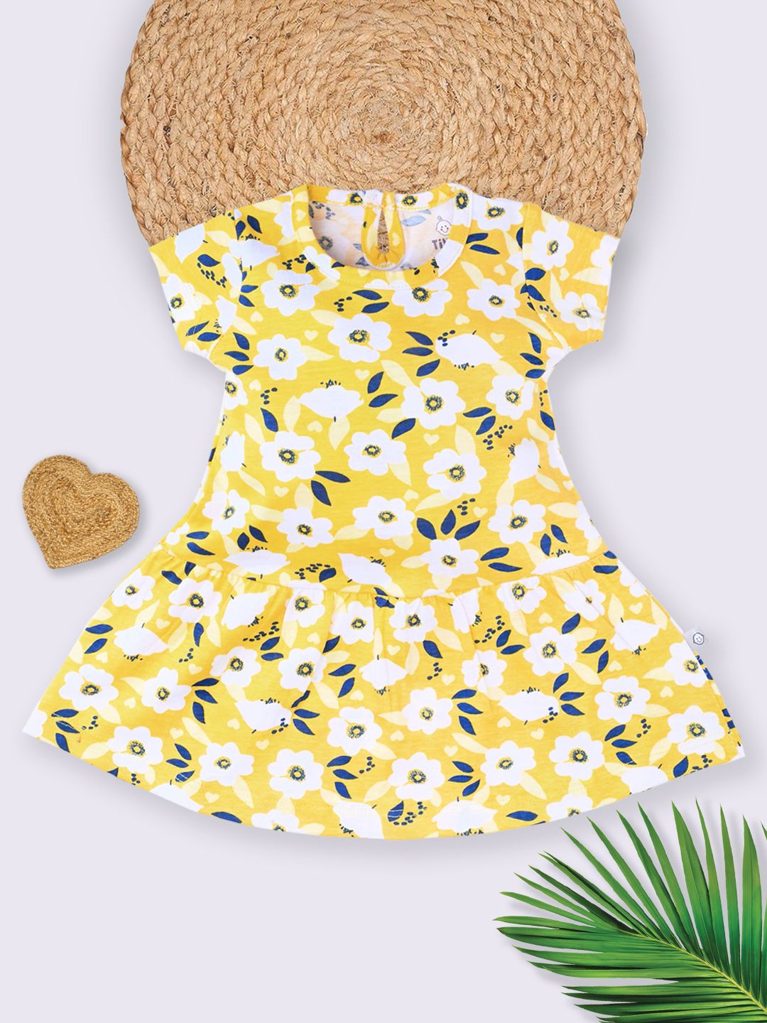YK X Tinyo Infant Girls Floral Print Drop-Waist Dress-picture-14