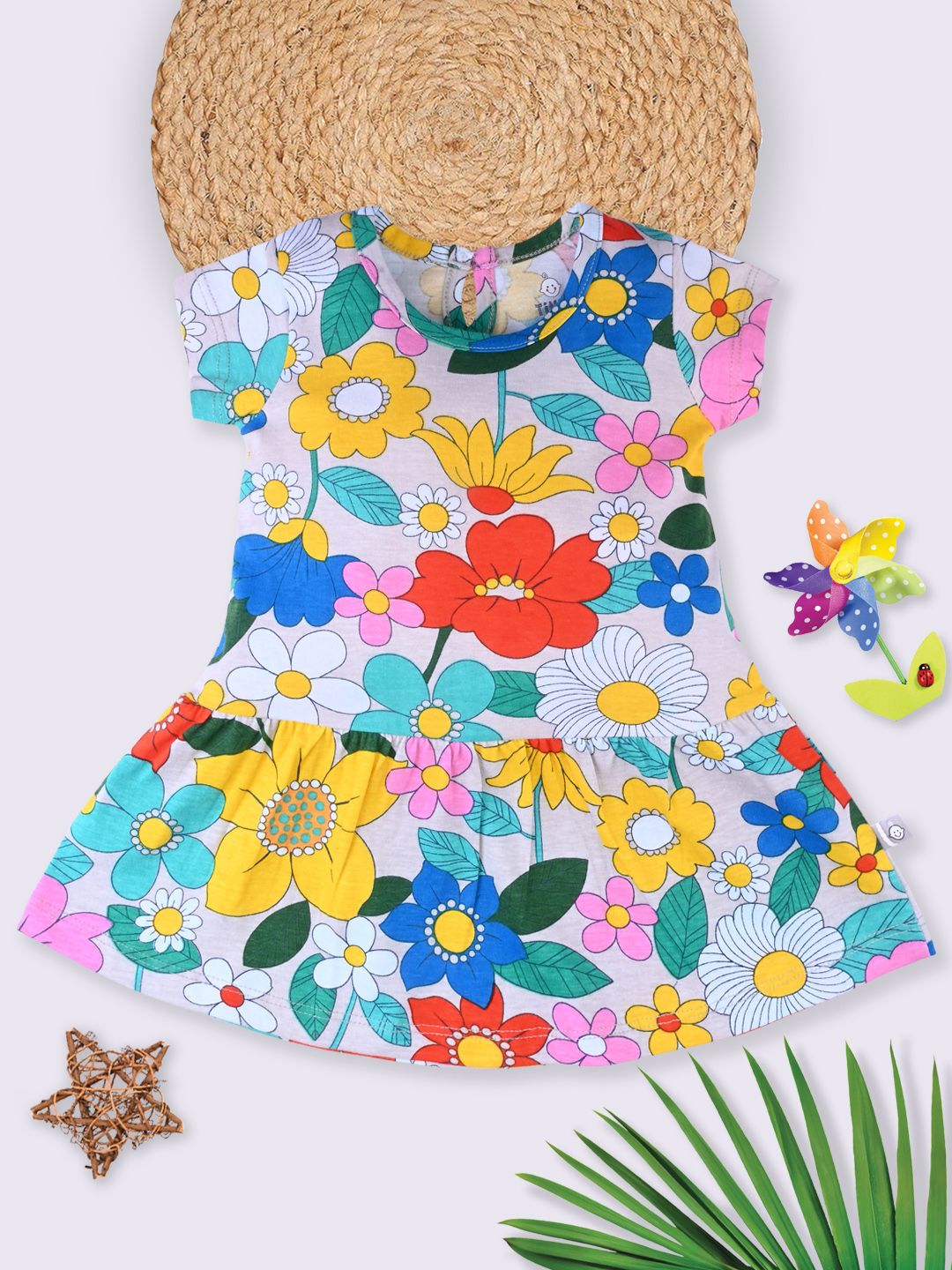 YK X Tinyo Infant Girls Floral Print Drop-Waist Dress-picture-26