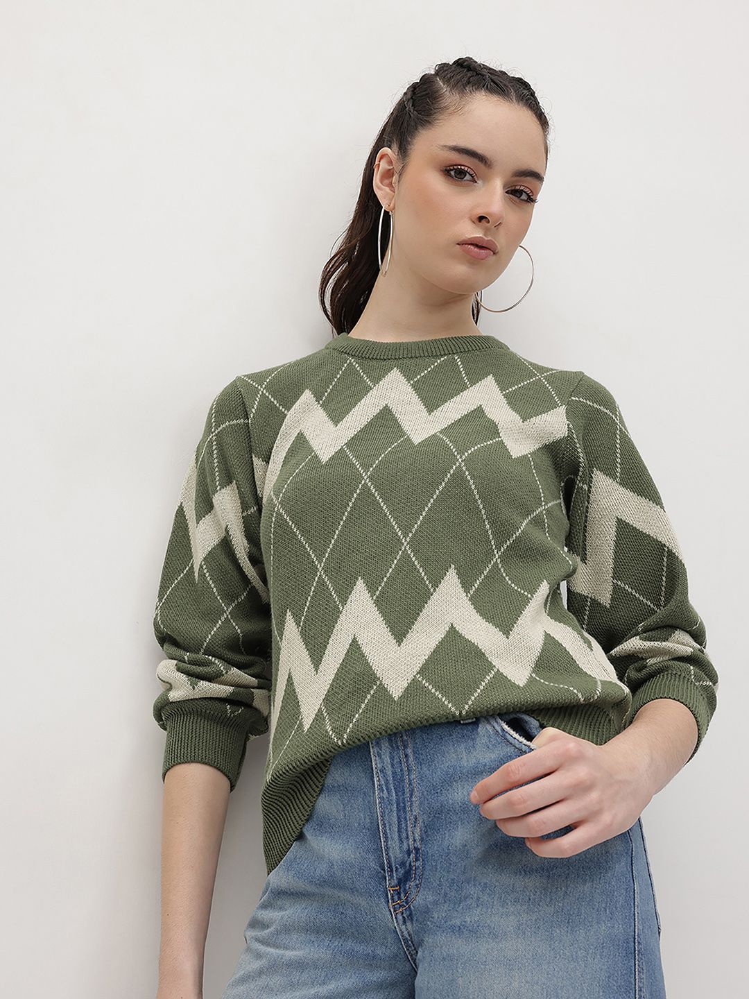 The Roadster Life Co. Geometric Self Design Pullover-image-46
