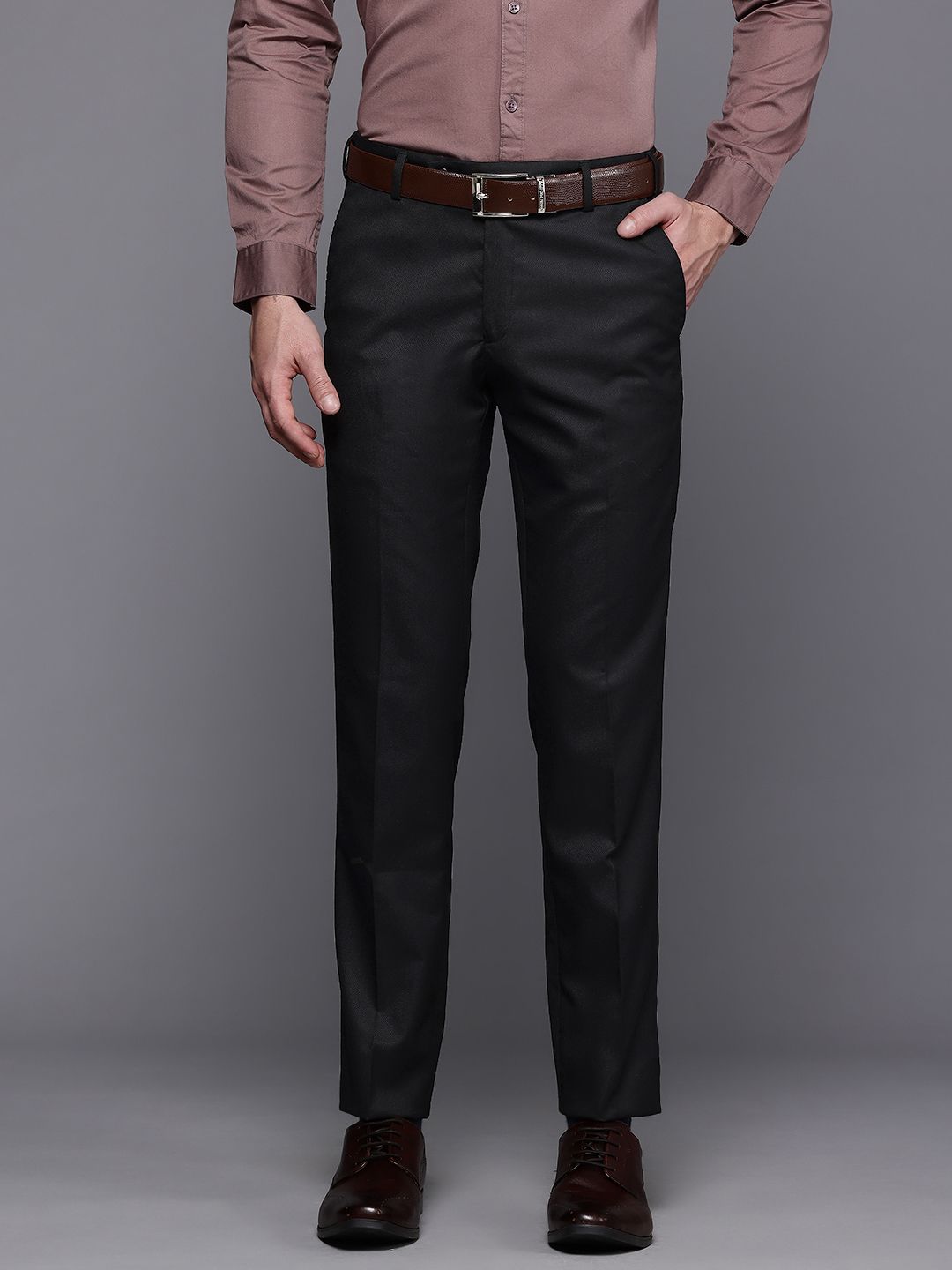 Raymond Men Textured Slim Fit Formal Trousers-picture-36