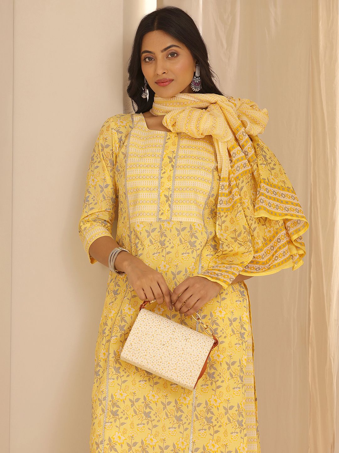 Libas Floral Printed Gotta Patti Straight Kurta With Palazzo & Dupatta-picture-29