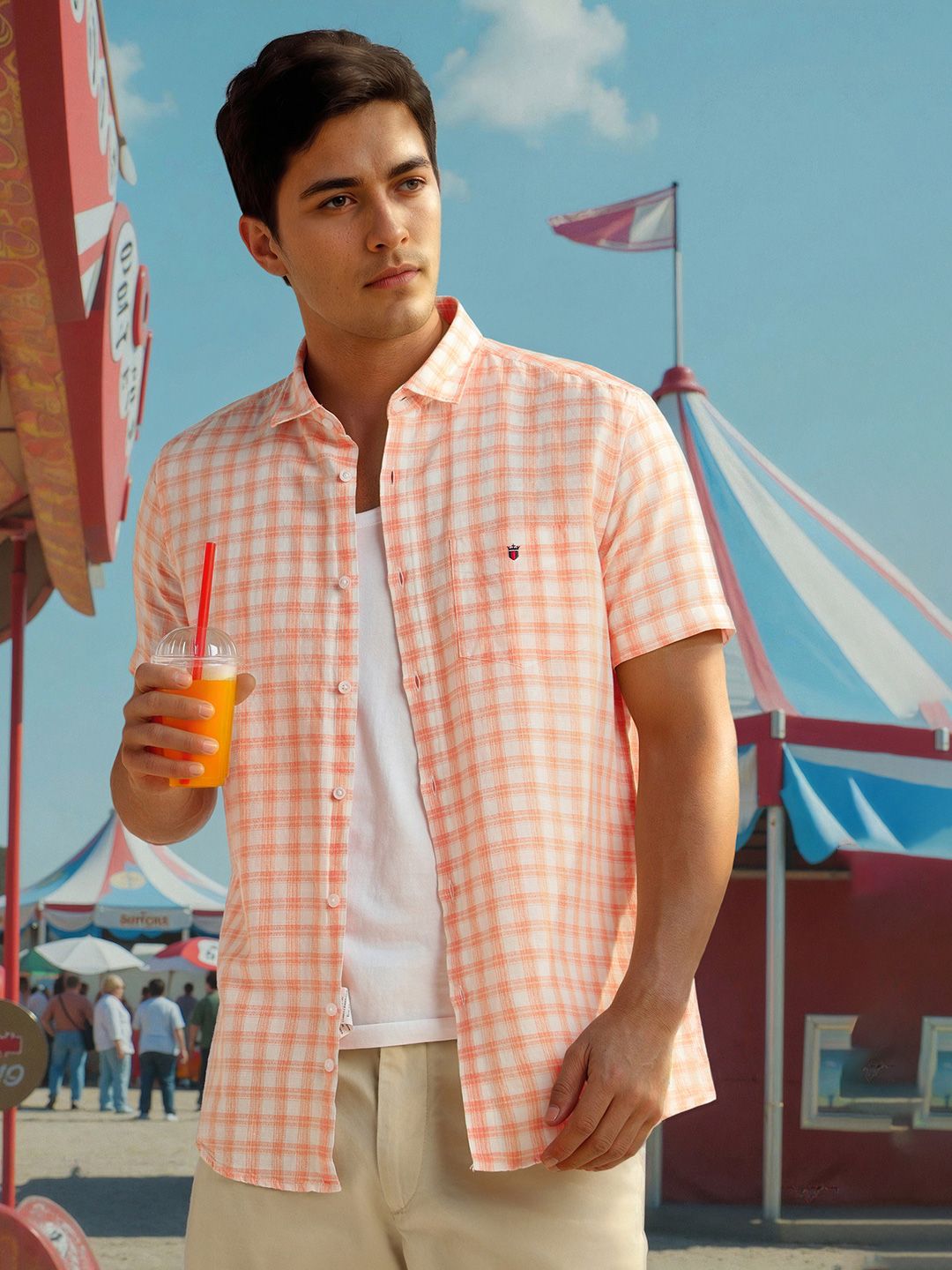 Louis Philippe Sport Men Slim Fit Gingham Checked Spread Collar Cotton Casual Shirt-picture-32