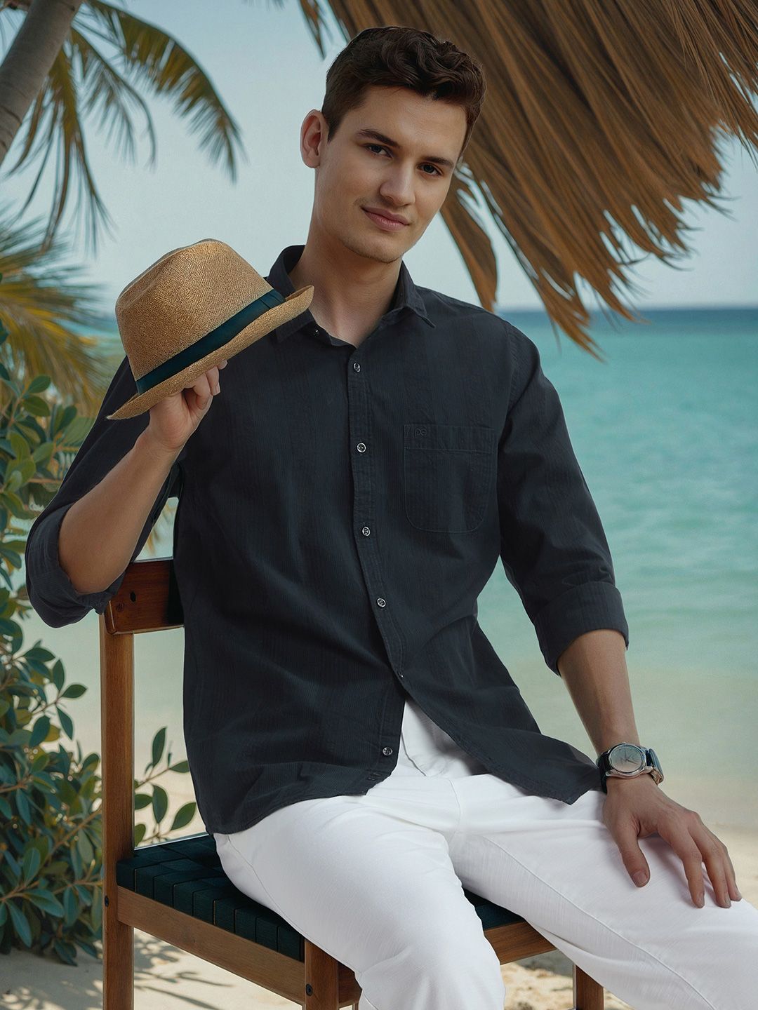 Peter England Casuals Men Cotton Slim Fit Striped Casual Shirt-picture-11