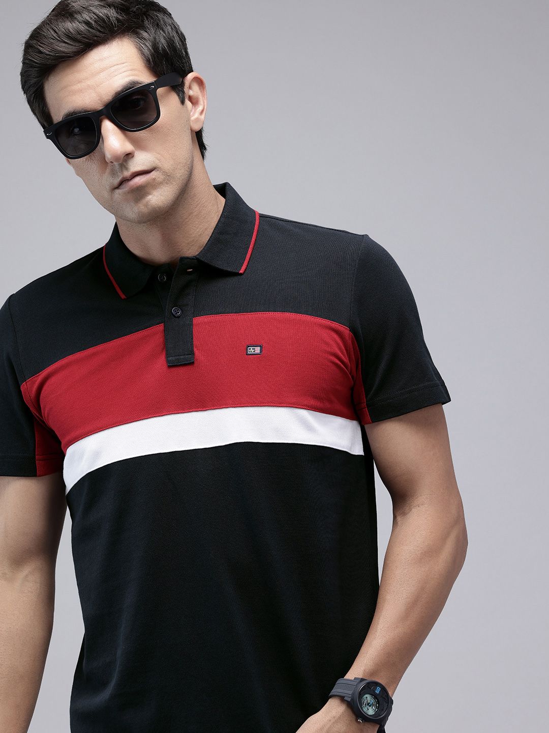 Arrow Sport Colourblocked Polo Collar Pure Cotton T-shirt-picture-25