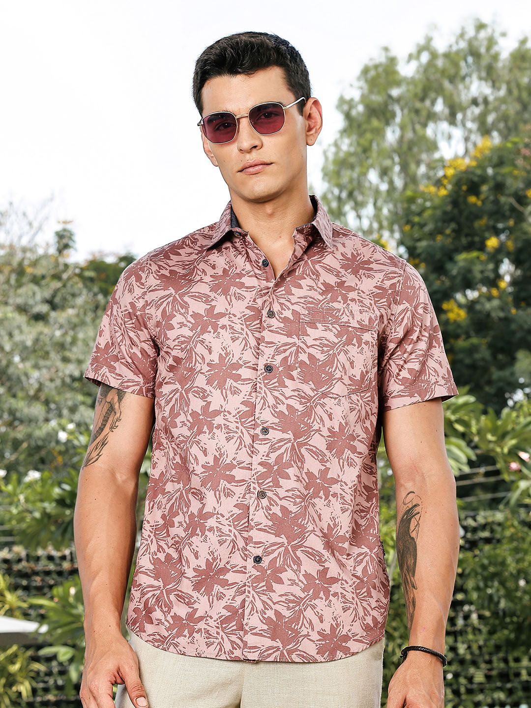 Thomas Scott Men Plus Size Premium Slim Fit Floral Printed Pure Cotton Casual Shirt-picture-13