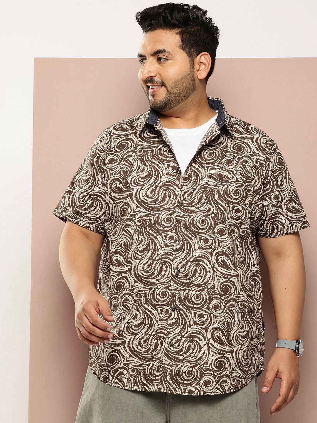 Thomas Scott Men Plus Size Premium Slim Fit Printed Pure Cotton Casual Shirt-picture-10