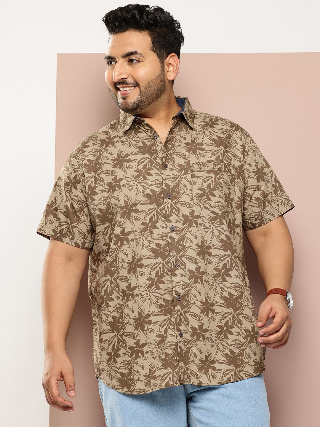 Thomas Scott Men Plus Size Premium Slim Fit Floral Printed Pure Cotton Casual Shirt-picture-14