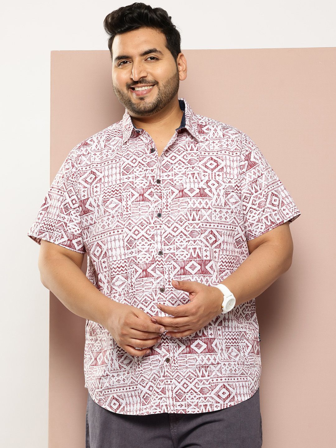 Thomas Scott Men Plus Size Premium Slim Fit Printed Pure Cotton Casual Shirt-picture-12