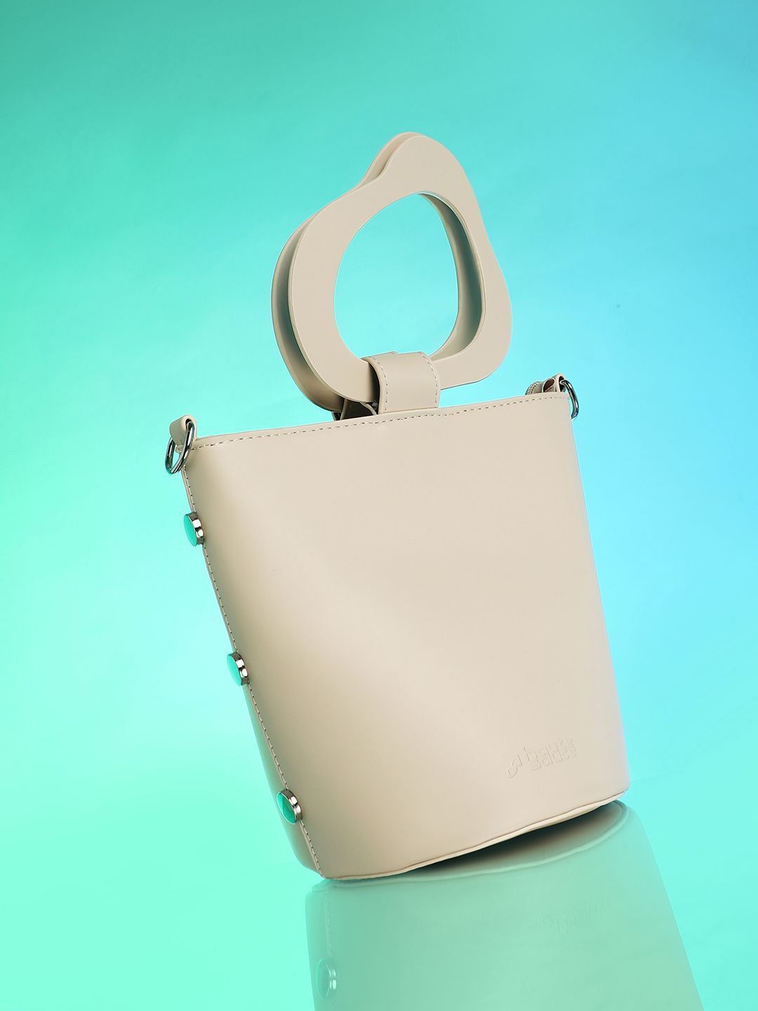 HAUTE SAUCE Women Beige Solid Bucket Leather Handheld Bag