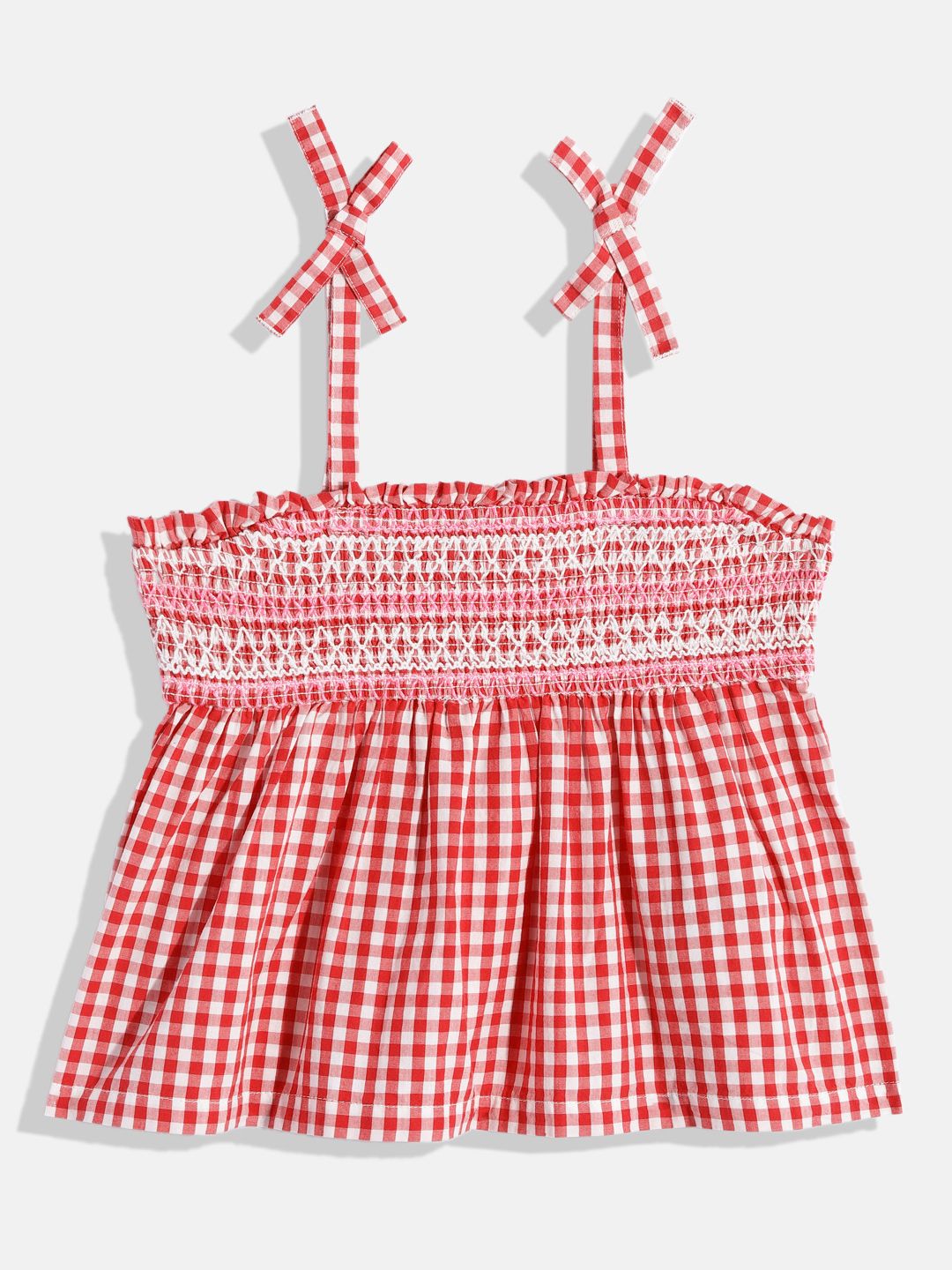 GAP Girls Checked Smoked Pure Cotton Empire Top-picture-36
