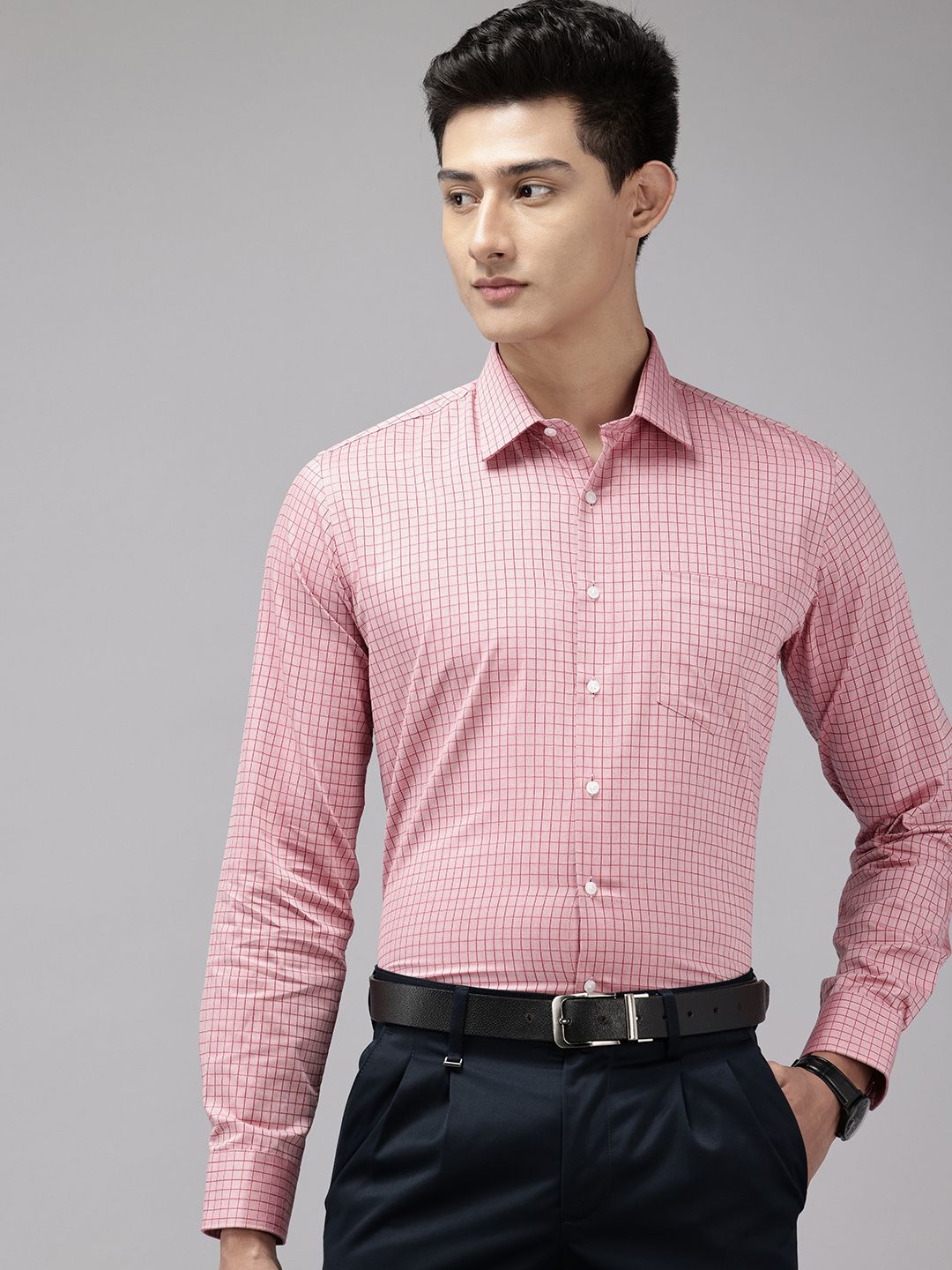 Van Heusen Slim Fit Checked Pure Cotton Formal Shirt-picture-38