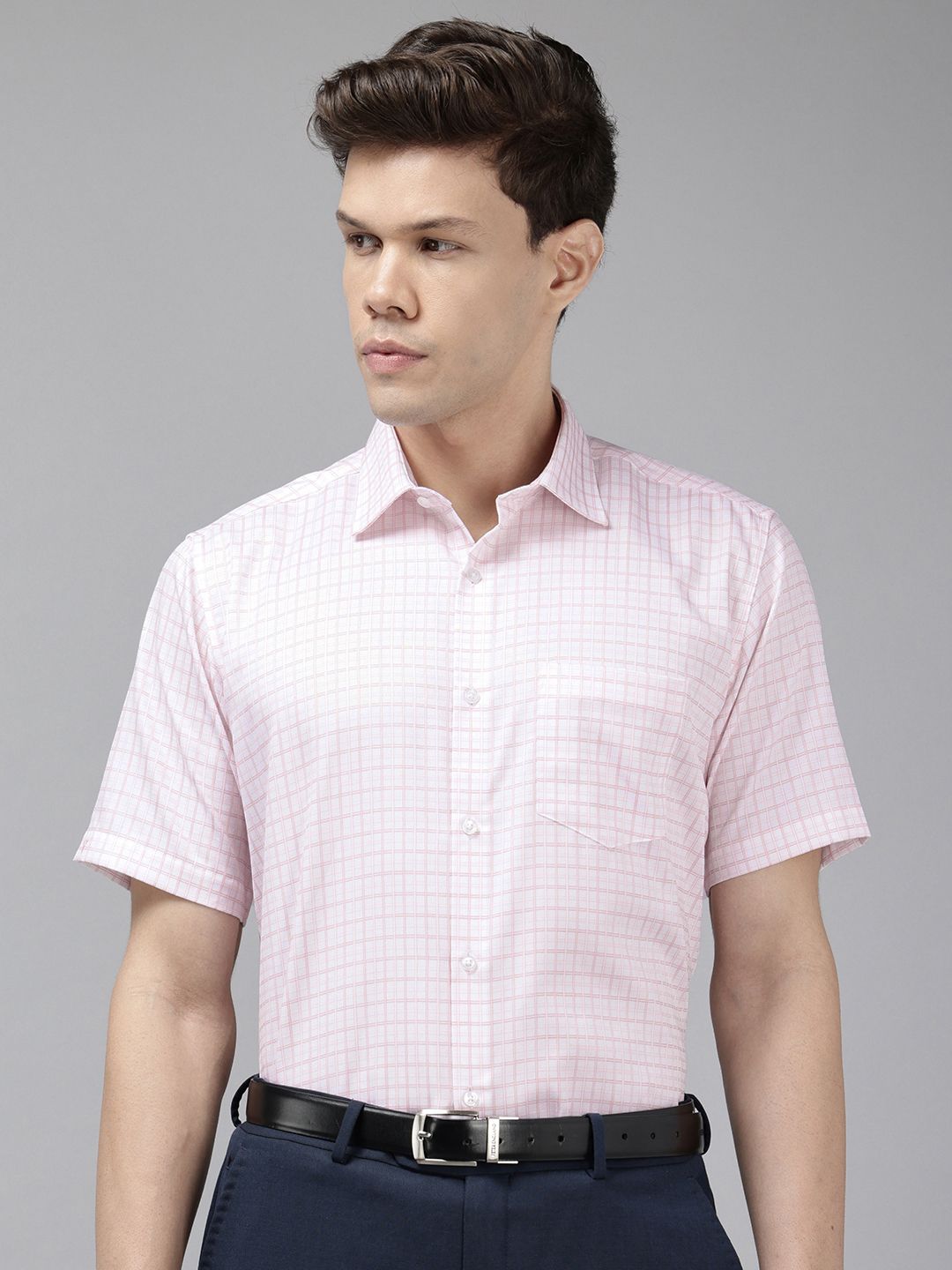 Van Heusen Custom Self Checked Pure Cotton Formal Shirt-picture-43