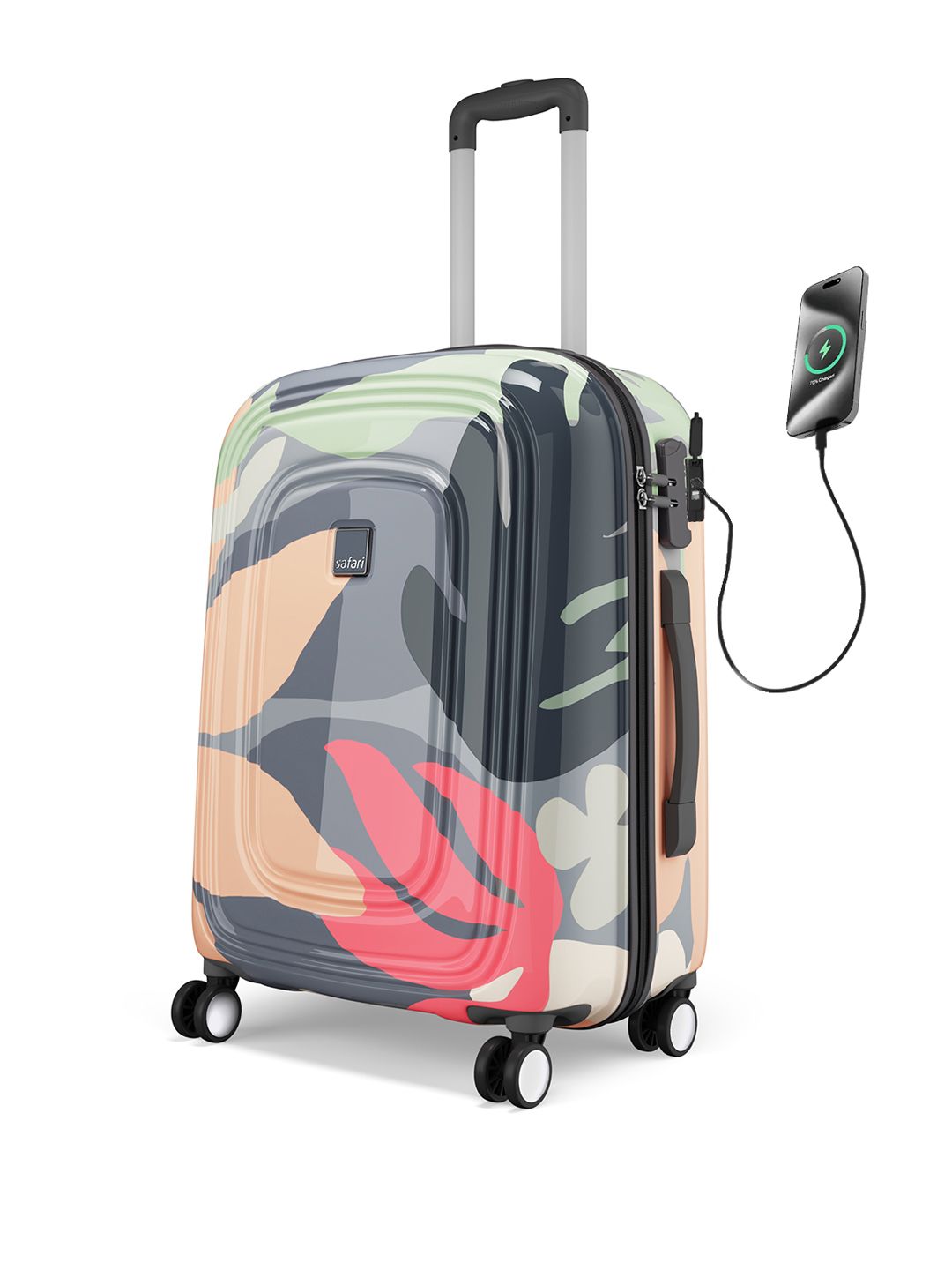 Safari Aurum Printed USB Charging Port Hard Medium Suitcase- 90L-image-24
