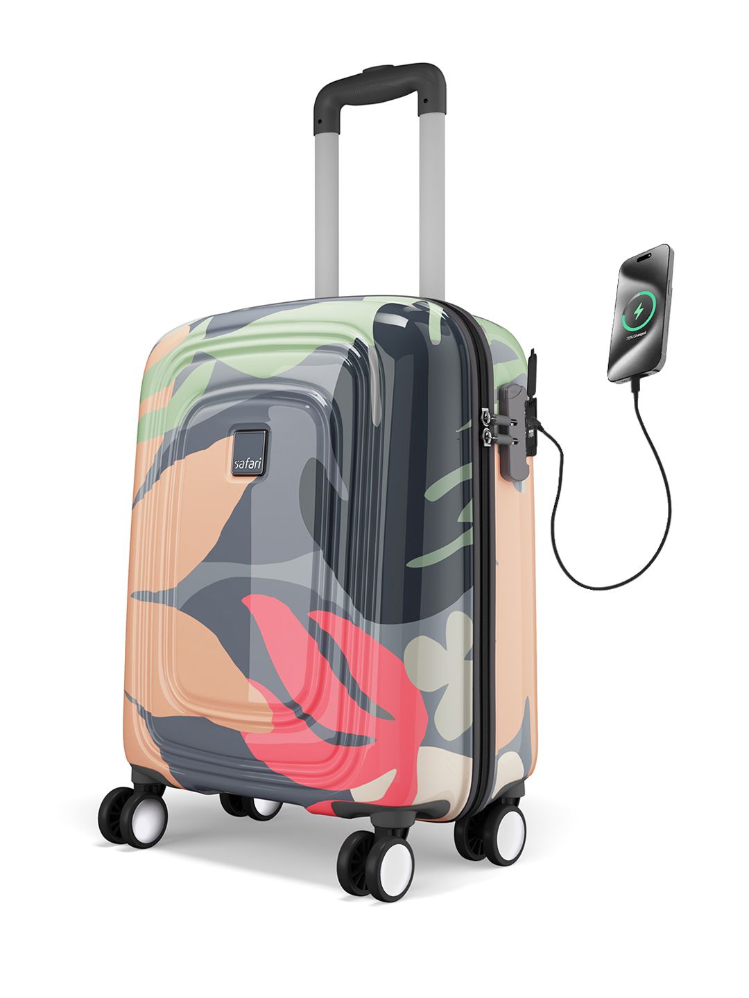 Safari Aurum Printed USB Charging Port Hard Cabin Suitcase- 74L-picture-33