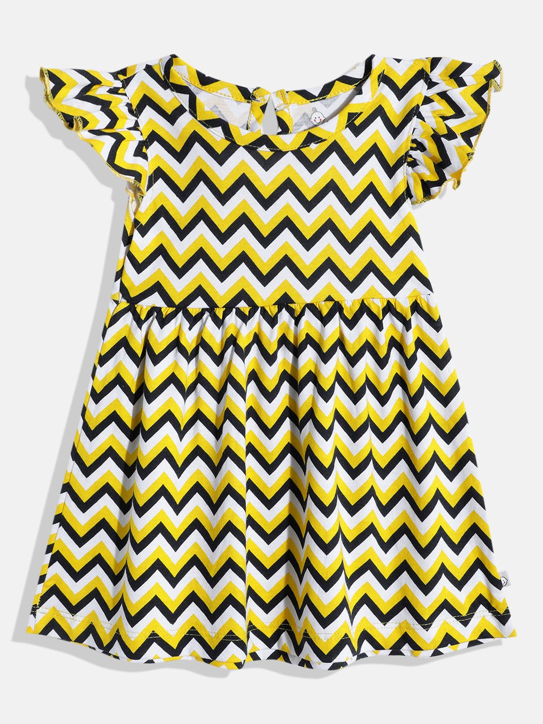 YK X Tinyo Infant Girls Printed Flutter Sleeves Fit & Flare Dress-picture-19