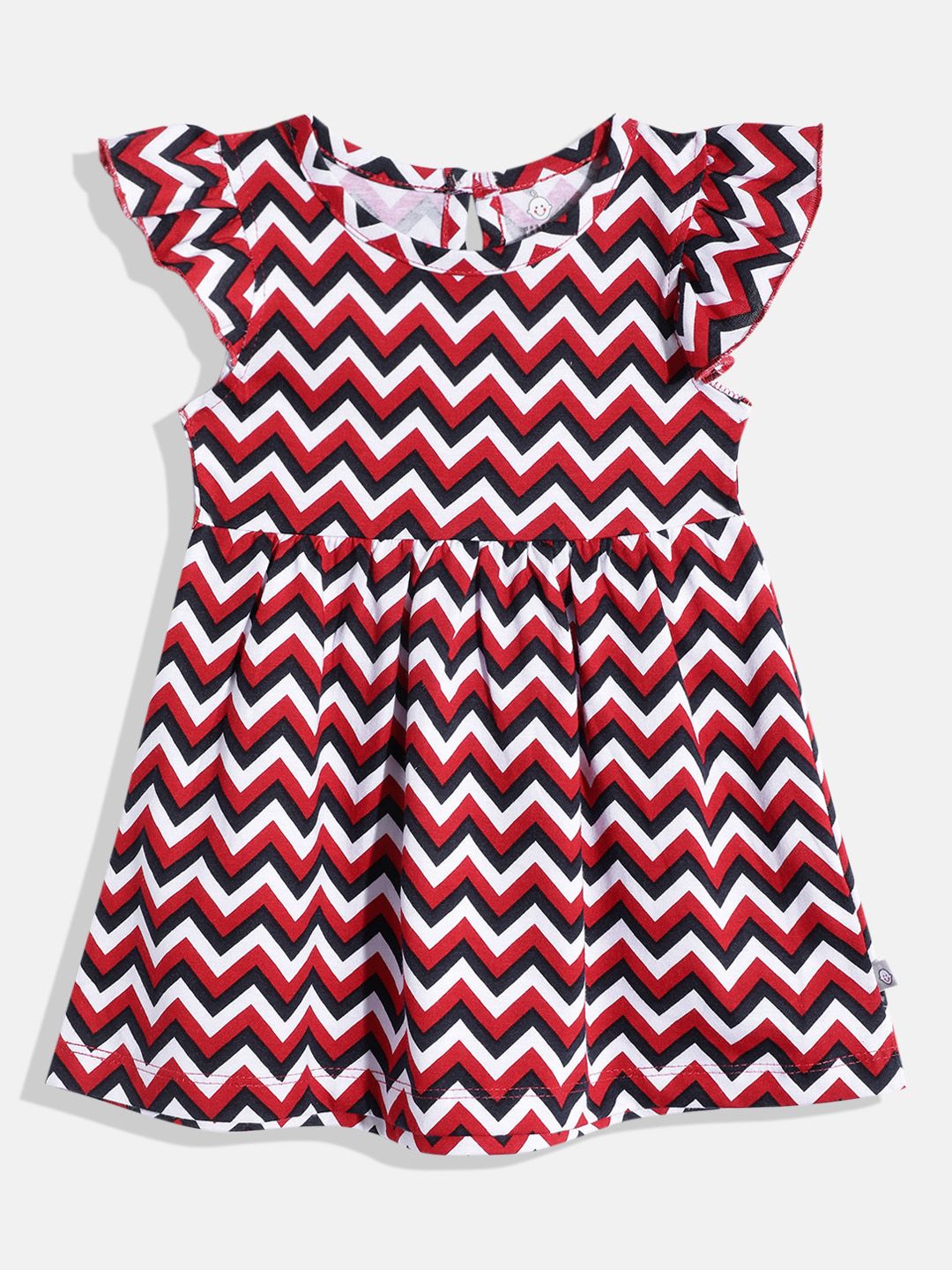 YK X Tinyo Infant Girls Printed Flutter Sleeves Fit & Flare Dress-picture-18