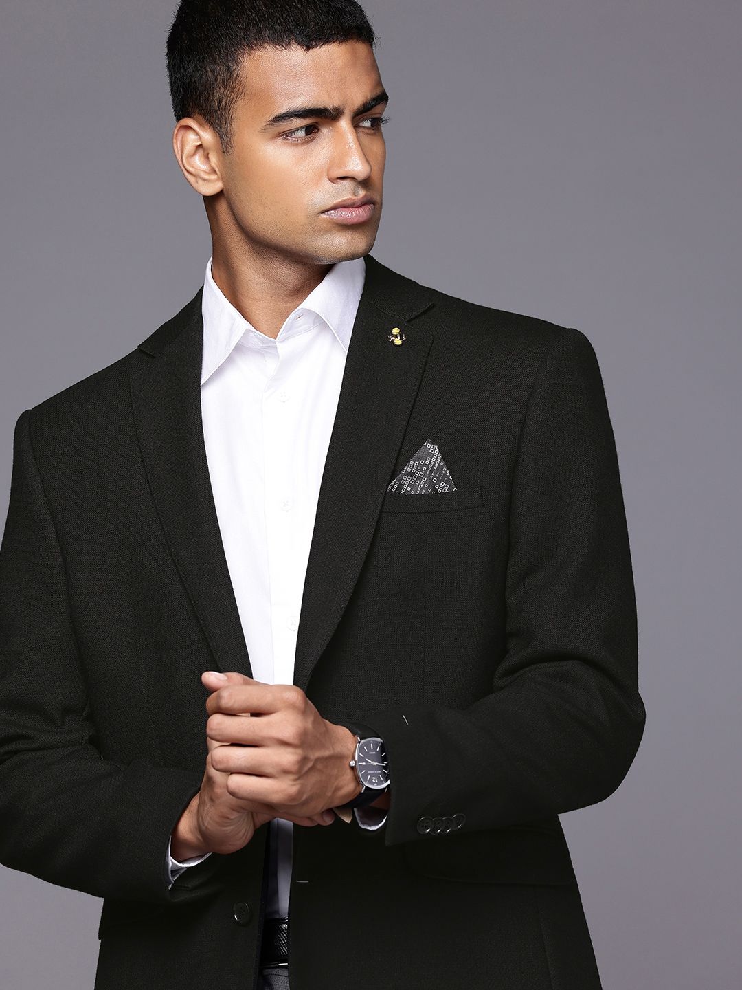 Theme Regular Fit Notched Lapel Collar Single Breasted Formal Blazer-picture-17