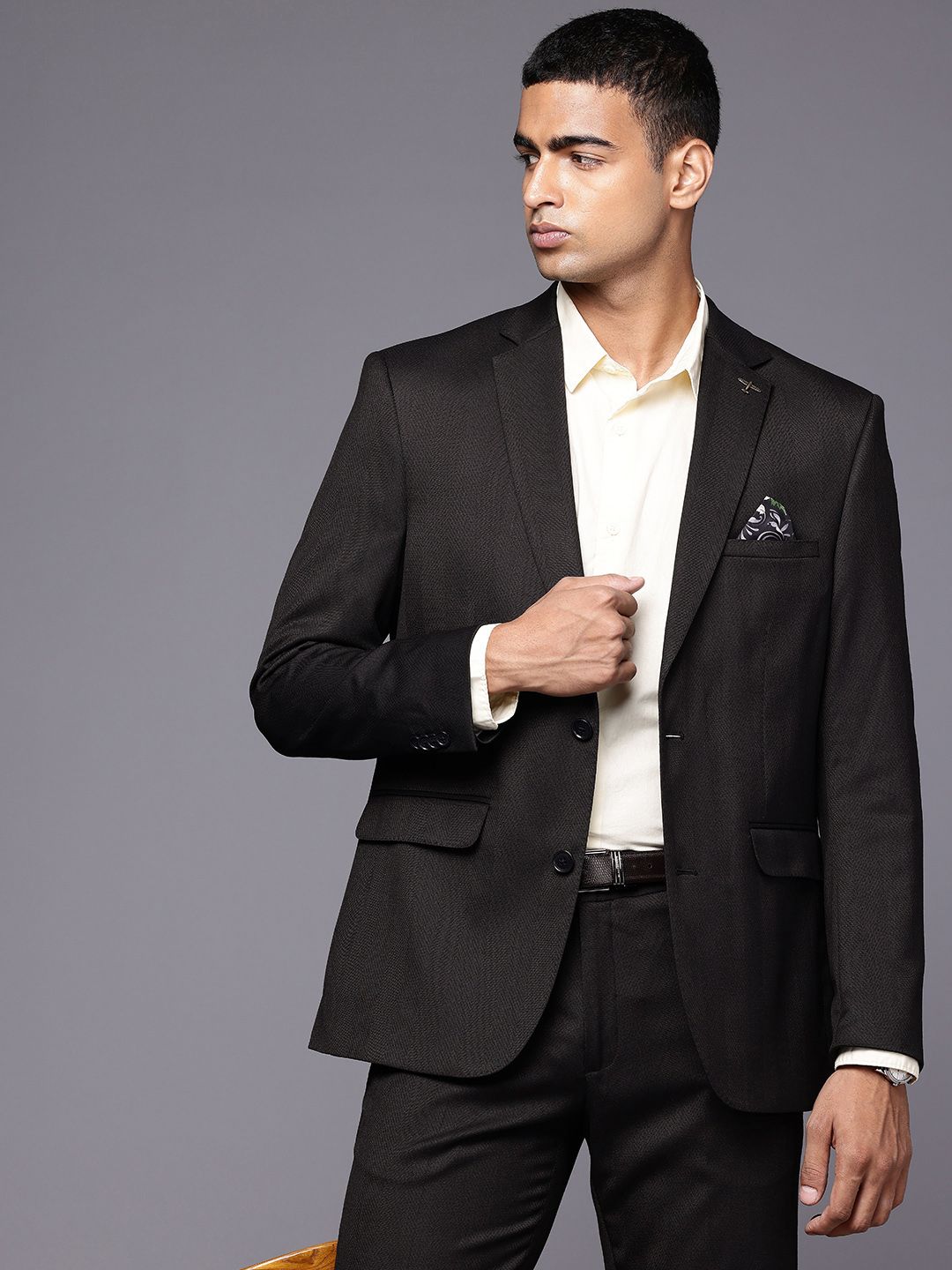 Theme Black Notched Lapel Collar Single-Breasted Regular Fit 2 Piece Formal Suits-image-40