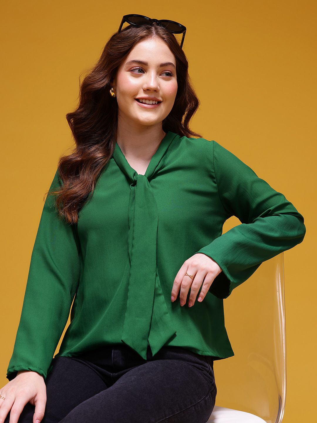 HERE&NOW Tie-Up Neck Flared Sleeve Top-picture-12