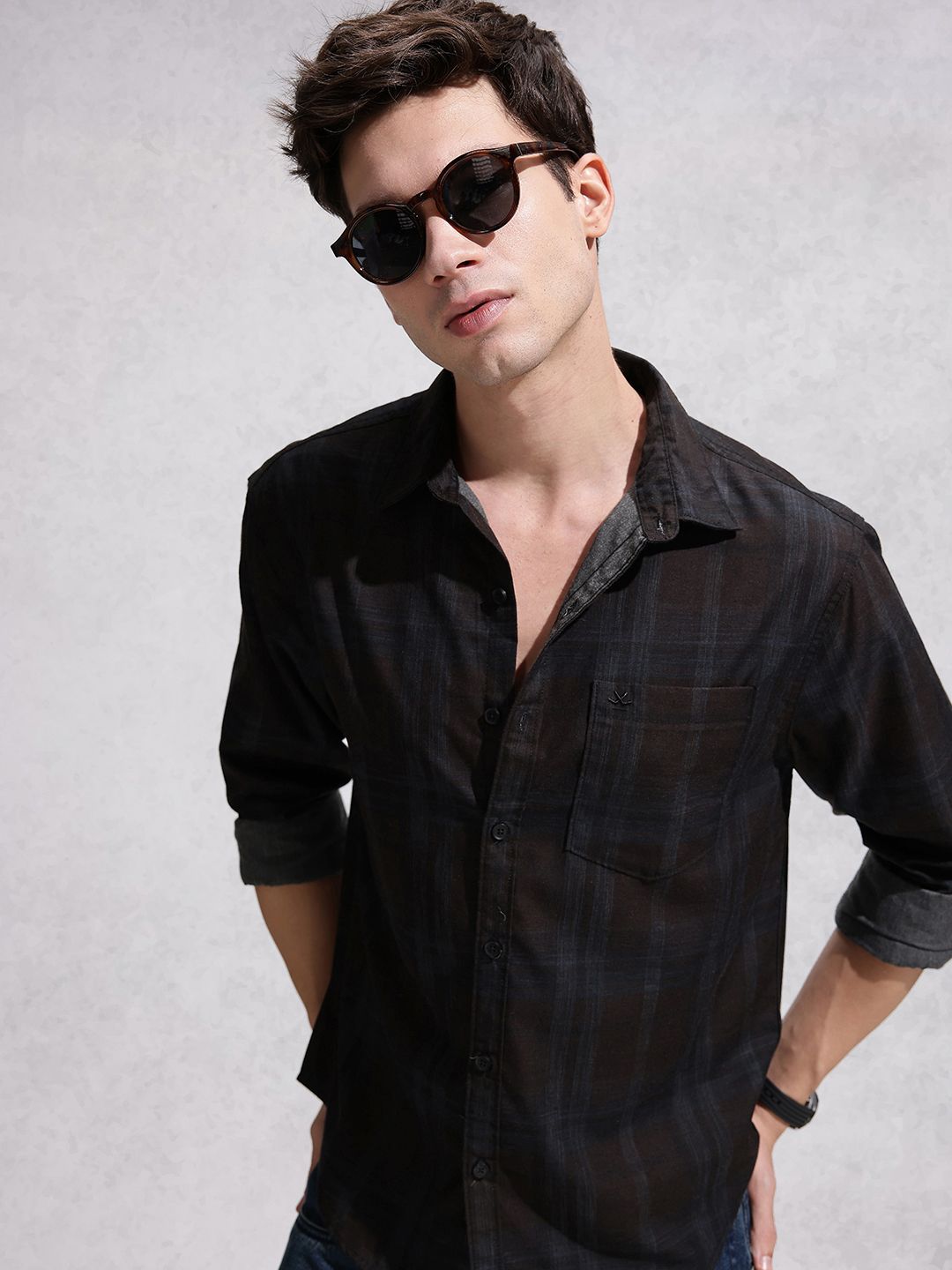 WROGN Comfort Fit Tartan Checks Casual Shirt-picture-29