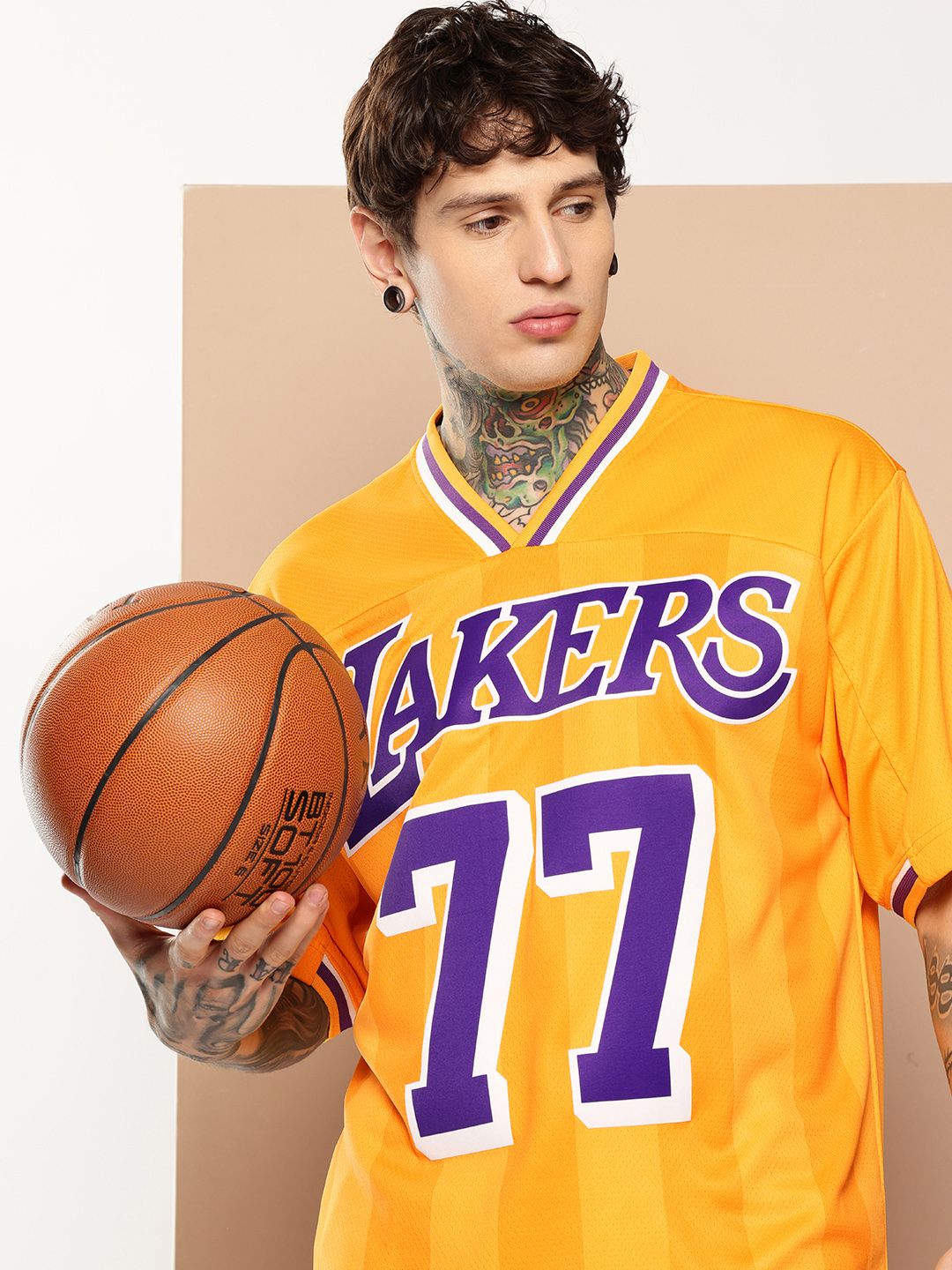 NBA Typography Printed Drop-Shoulder Sleeves Football T-Shirt-image-36