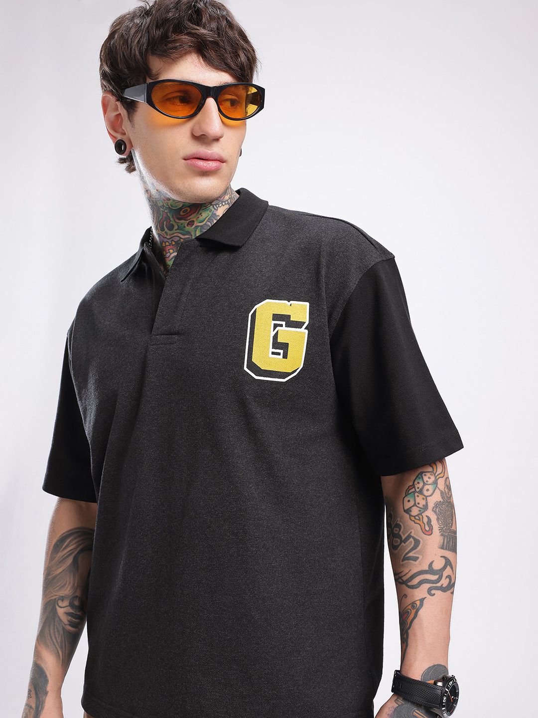 glitchez Polo Collar Oversized Drop-Shoulder Sleeves T-shirt-picture-29