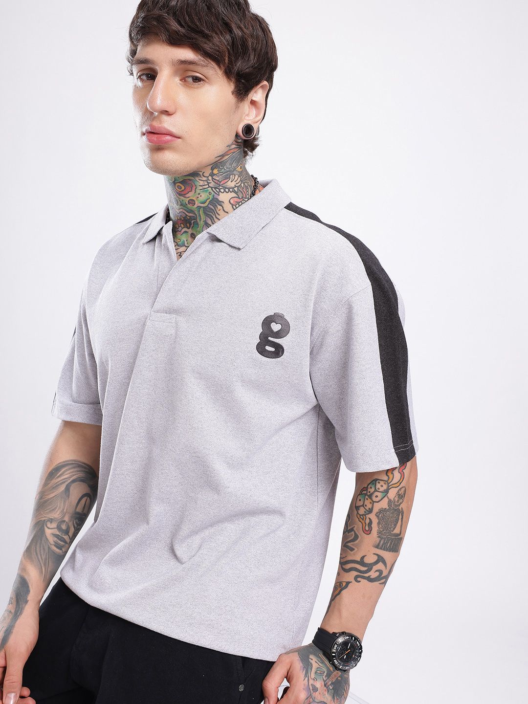 glitchez Polo Collar Oversized Drop-Shoulder Sleeves T-shirt-picture-14