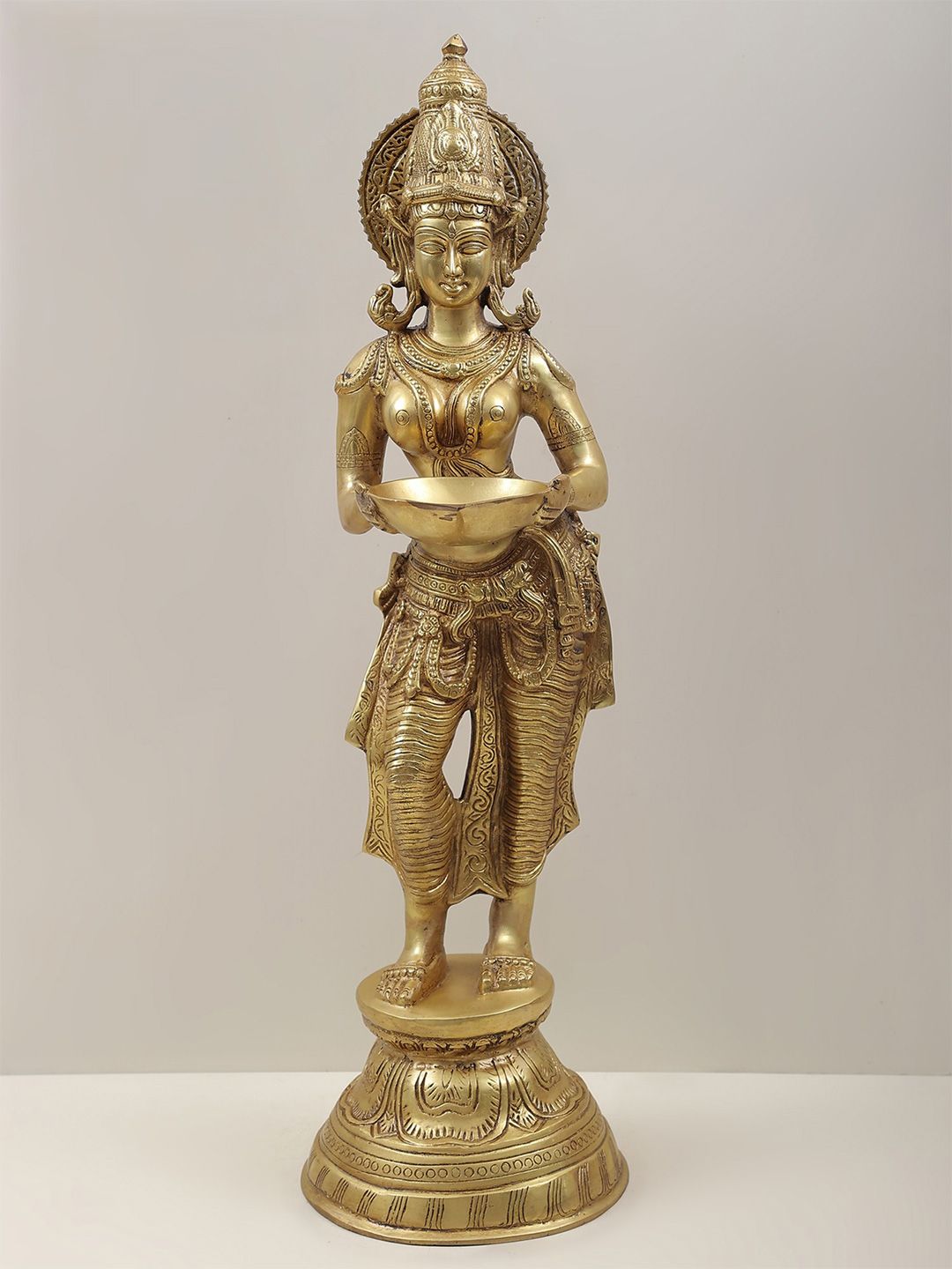 Exotic India Gold-Toned Deeplakshmi Brass Idol Showpiece-picture-42