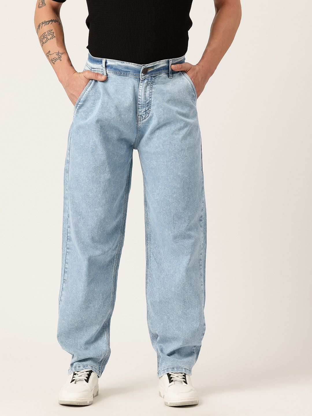 PARIS HAMILTON Men Relaxed Fit Mid-Rise Heavy Fade Acid Wash Stretchable Jeans-picture-37