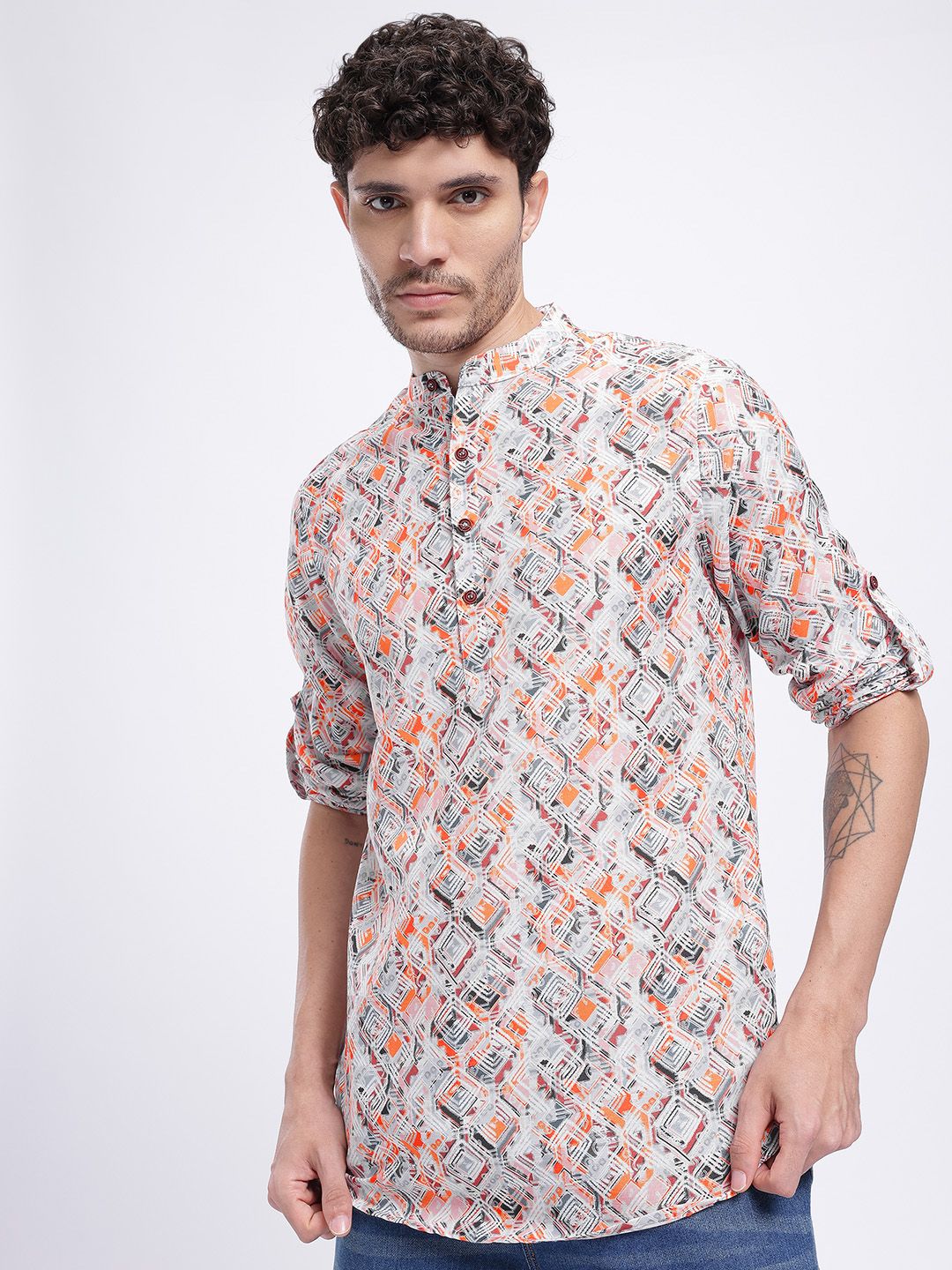 Anouk Rustic Ethnic Motifs Print Roll-Up Sleeves Kurta-picture-27