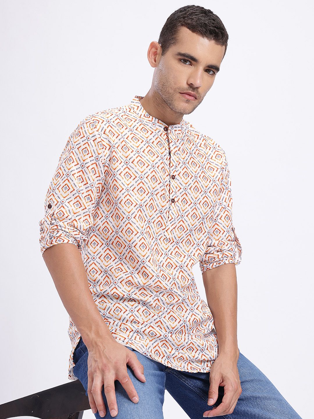 Anouk Rustic Men Geometric Printed Kurta-picture-35