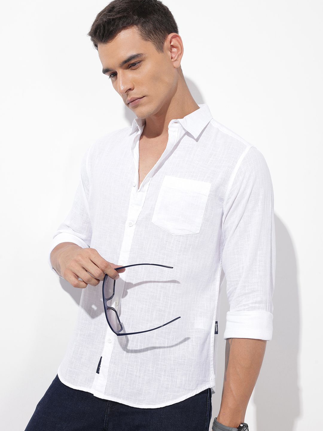 The Roadster Lifestyle Co. Solid Cotton Linen Shirt-picture-37