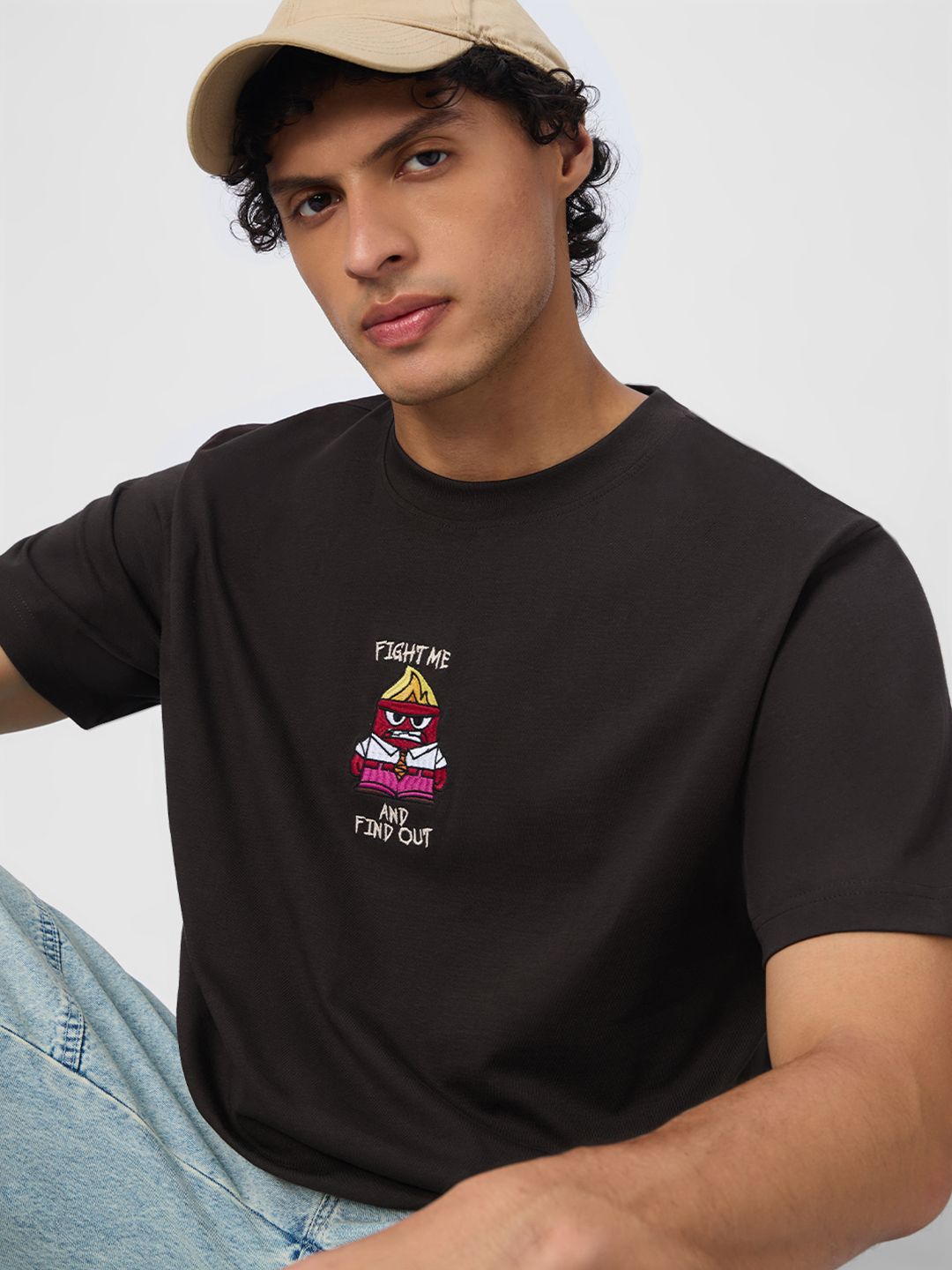 The Souled Store The Souled Store Men Regular Fit Inside Out Printed Black T-Shirts