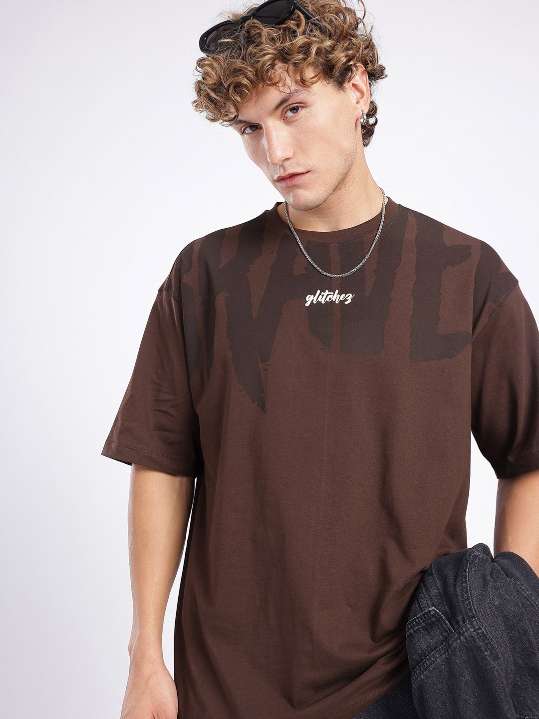 glitchez Typography Printed Drop-Shoulder Sleeves Oversized T-shirt-picture-38