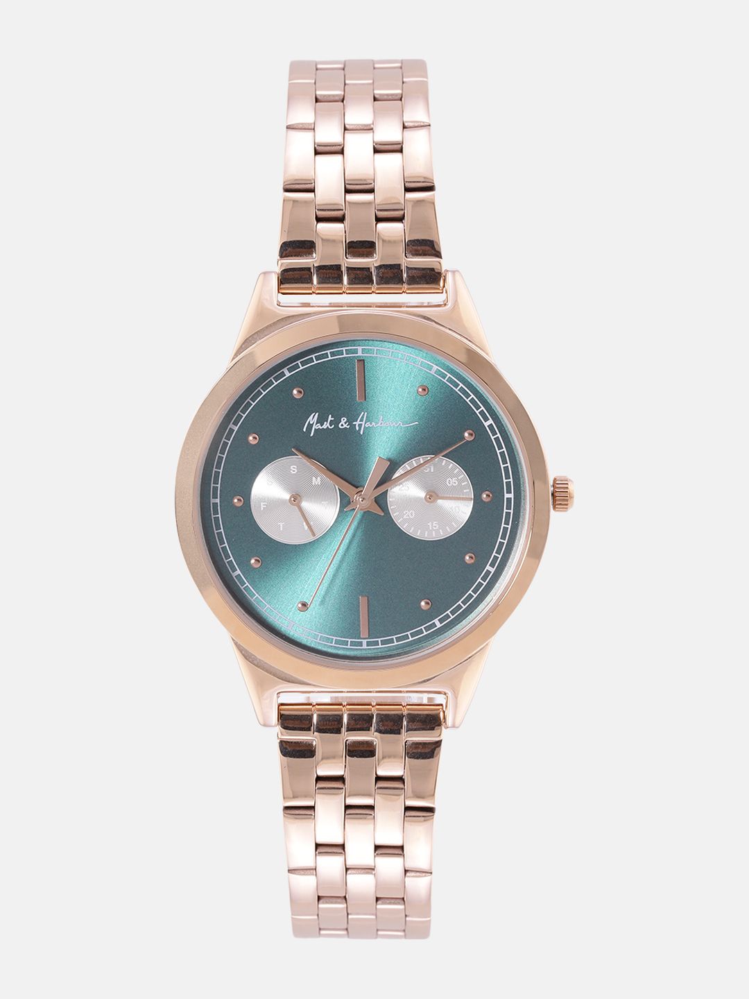 Mast & Harbour Unisex Brass Dial & Stainless Steel Textured Straps Analogue Multi Function Watch-picture-27